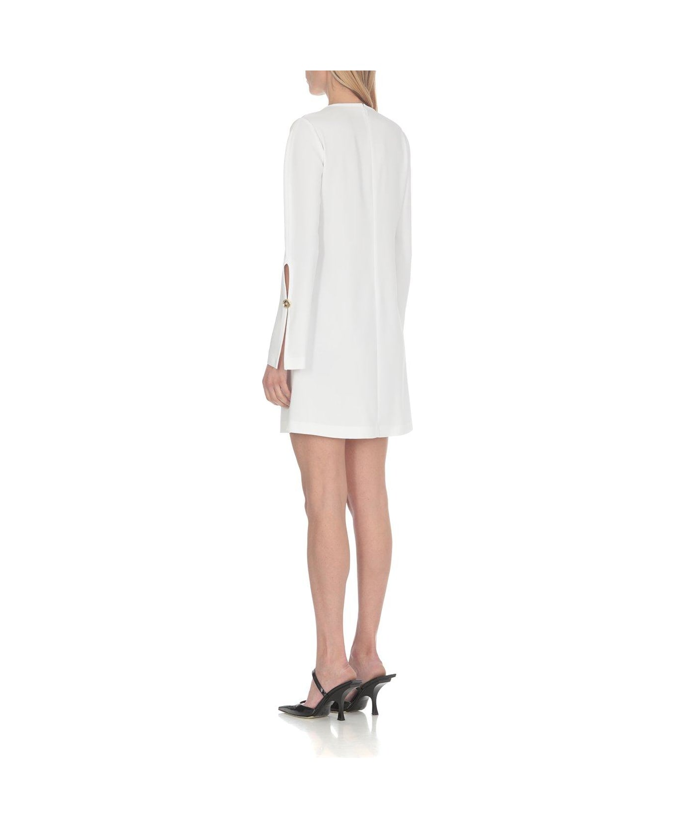 Pinko Cut-out Detailed Long-sleeved Dress - White