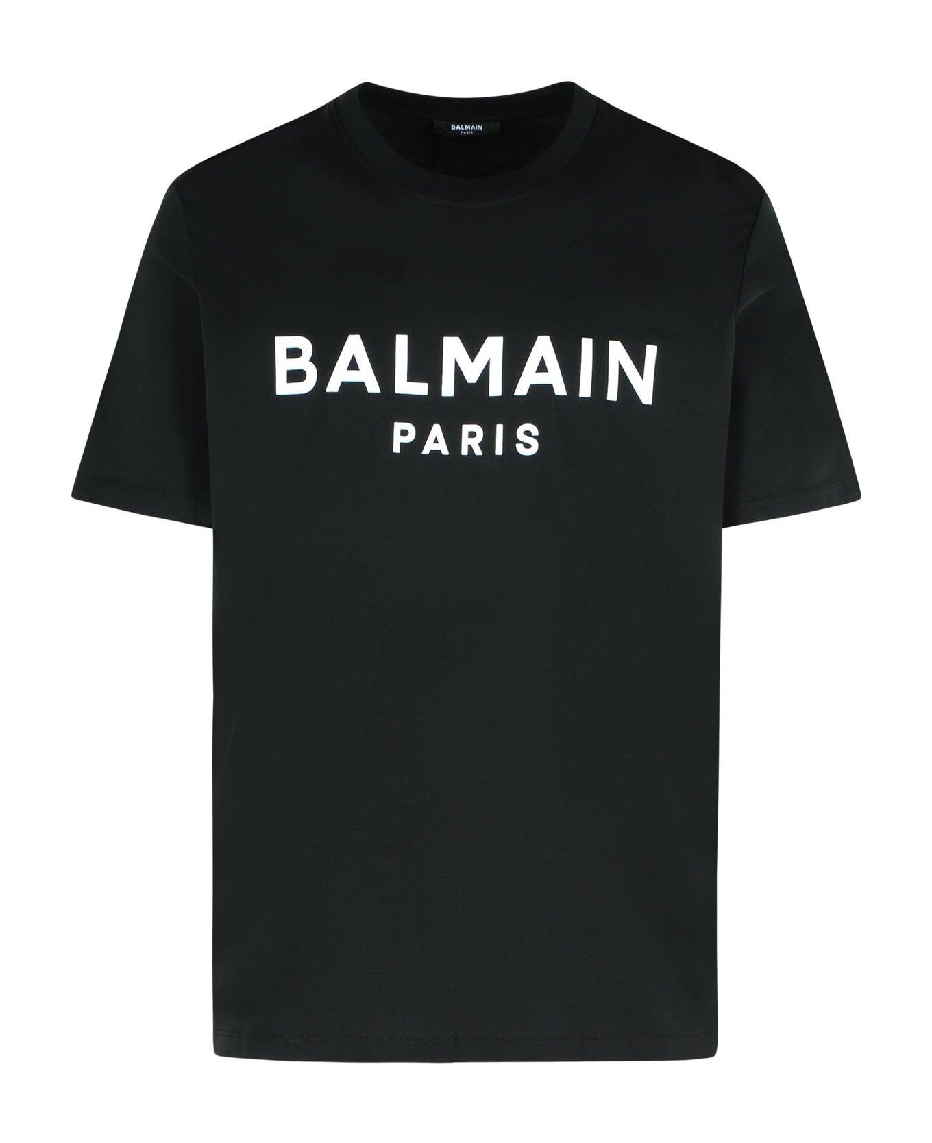 Balmain Black Cotton T-shirt - Eab Noir Blanc