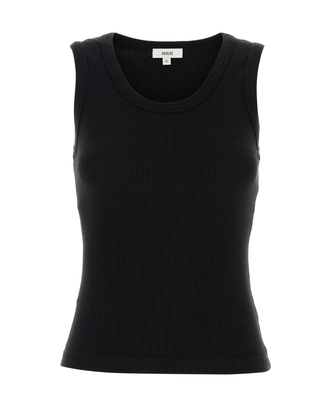 AGOLDE Black Stretch Cotton Blend Tank Top - Black