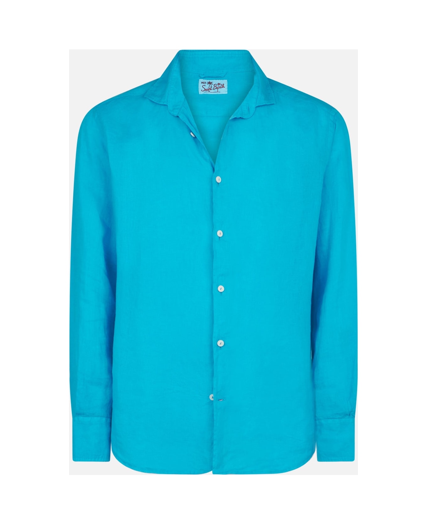 MC2 Saint Barth Man Turquoise Linen Pamplona Shirt - BLUE シャツ