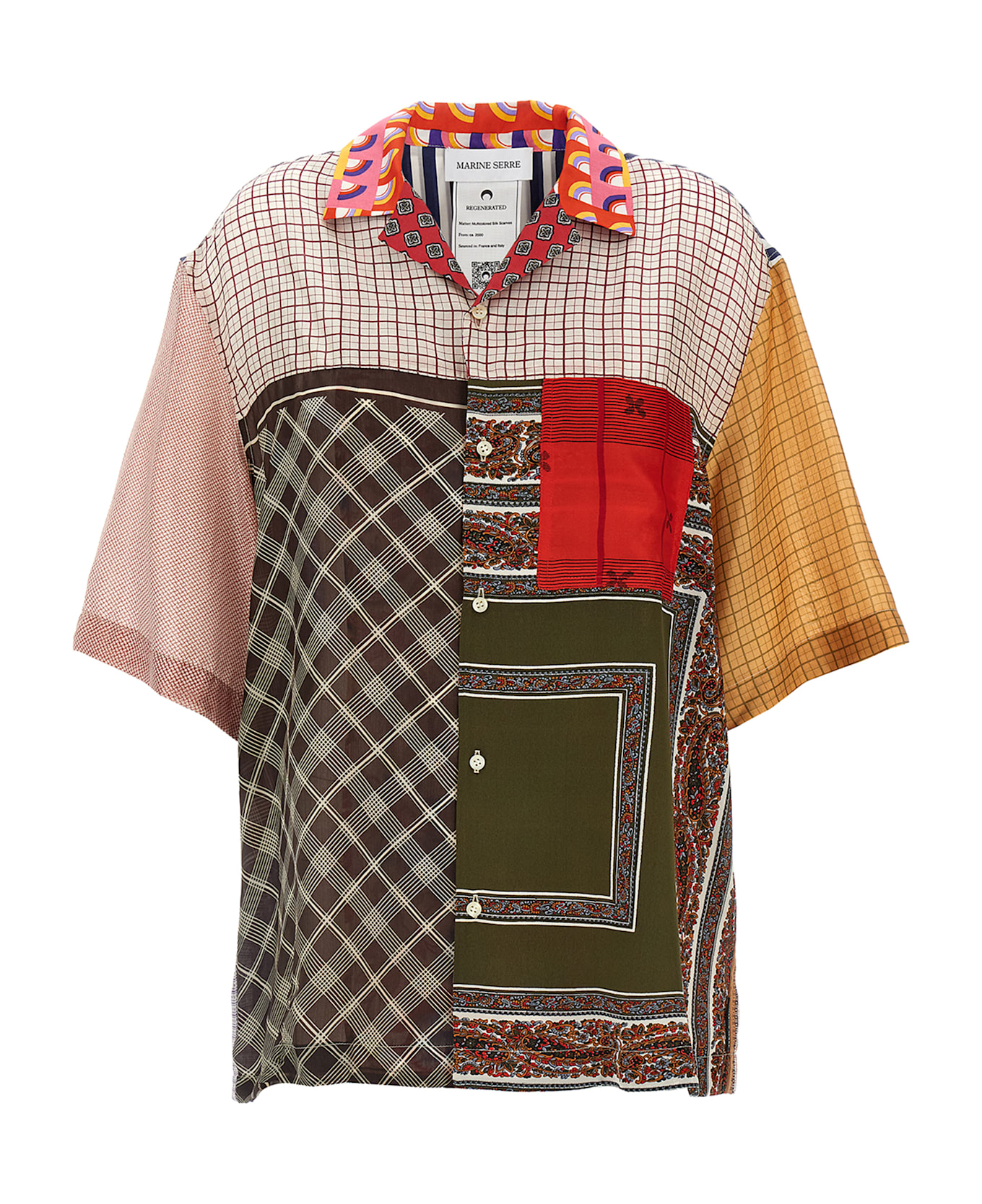 Marine Serre 
regenerated Silk Scarves Bowling
 Shirt - Multicolor