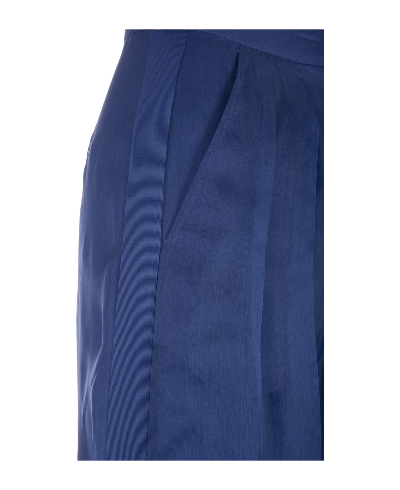 Max Mara Pianoforte Wide Leg Organza Trousers In Silk - Blu