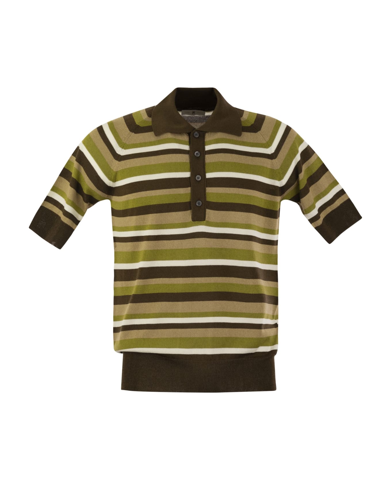 PT Torino Cotton And Viscose Polo Shirt - Brown/green