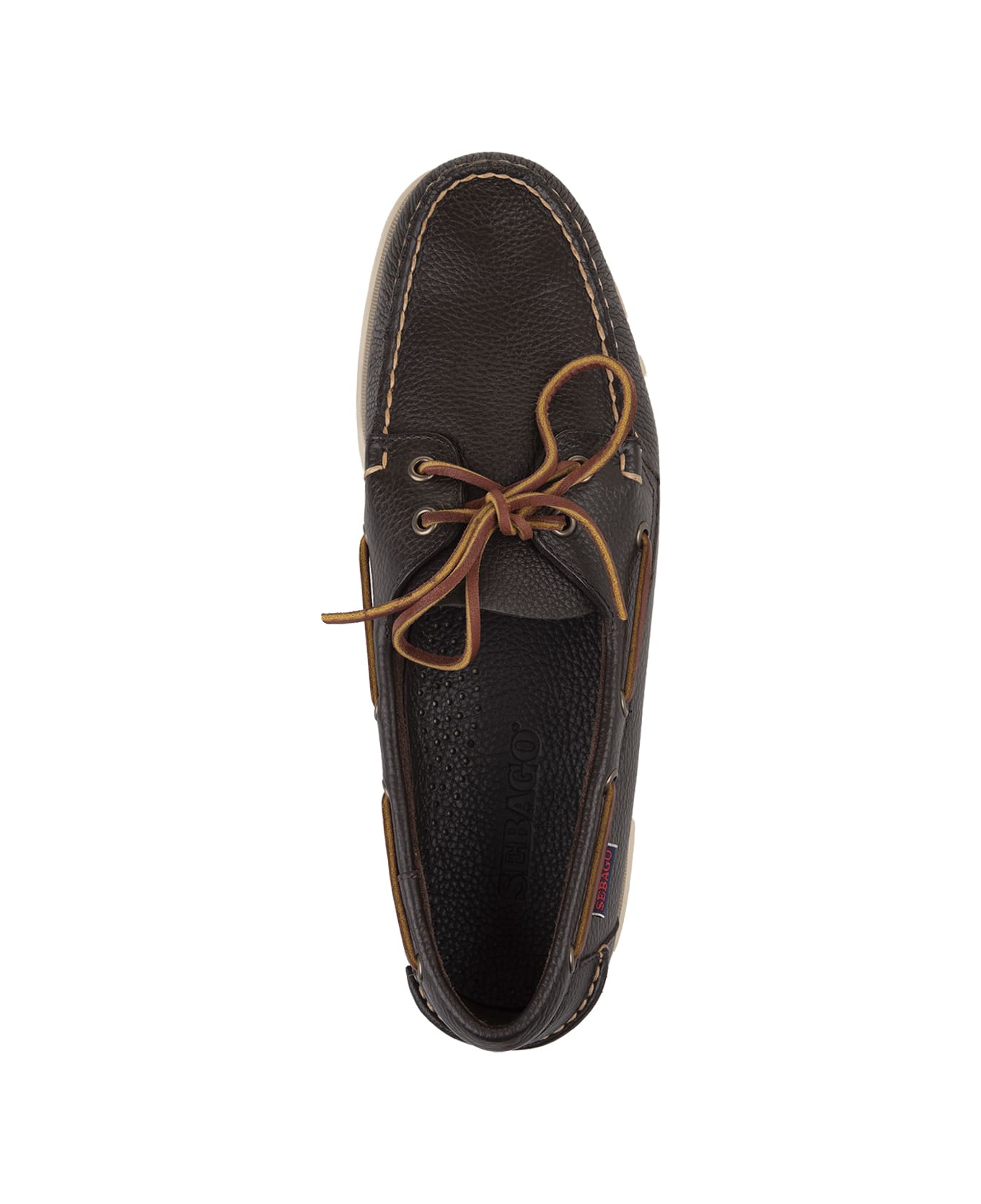 Sebago Portland Loafers In Dark Brown Grained Leather - Brown