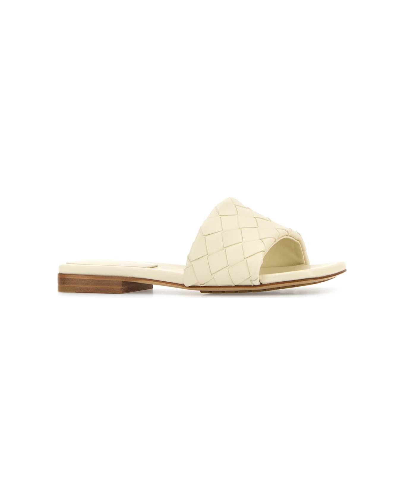 Bottega Veneta Ivory Leather Parco Slippers - SEASALT