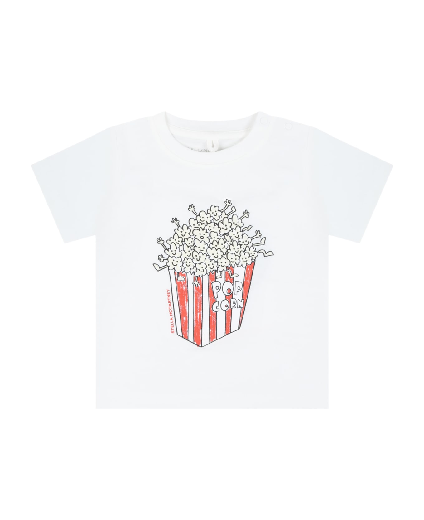 Stella McCartney Kids White T-shirt For Baby Boy With Pop Corn - White