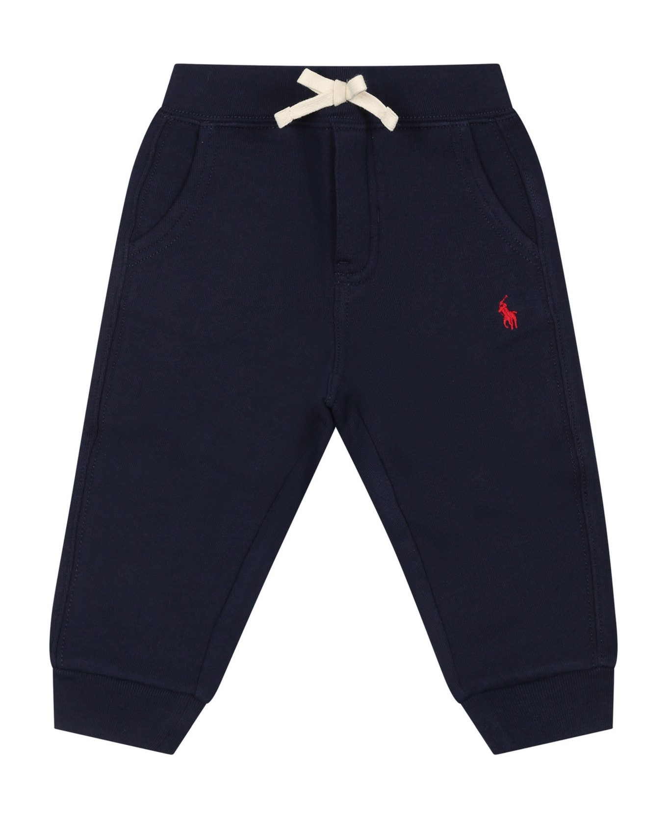Ralph Lauren Blue Sweatpants For Baby Boy With Pony - Blue
