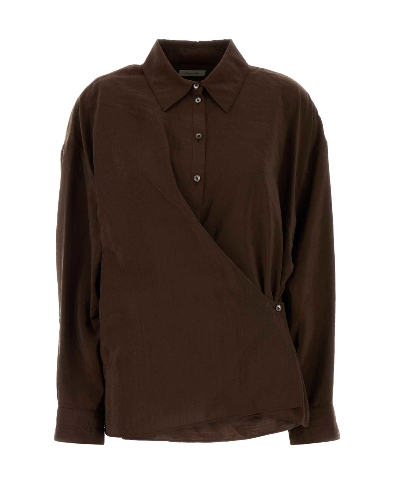 Lemaire Chocolate Silk Blend Shirt - BROWN
