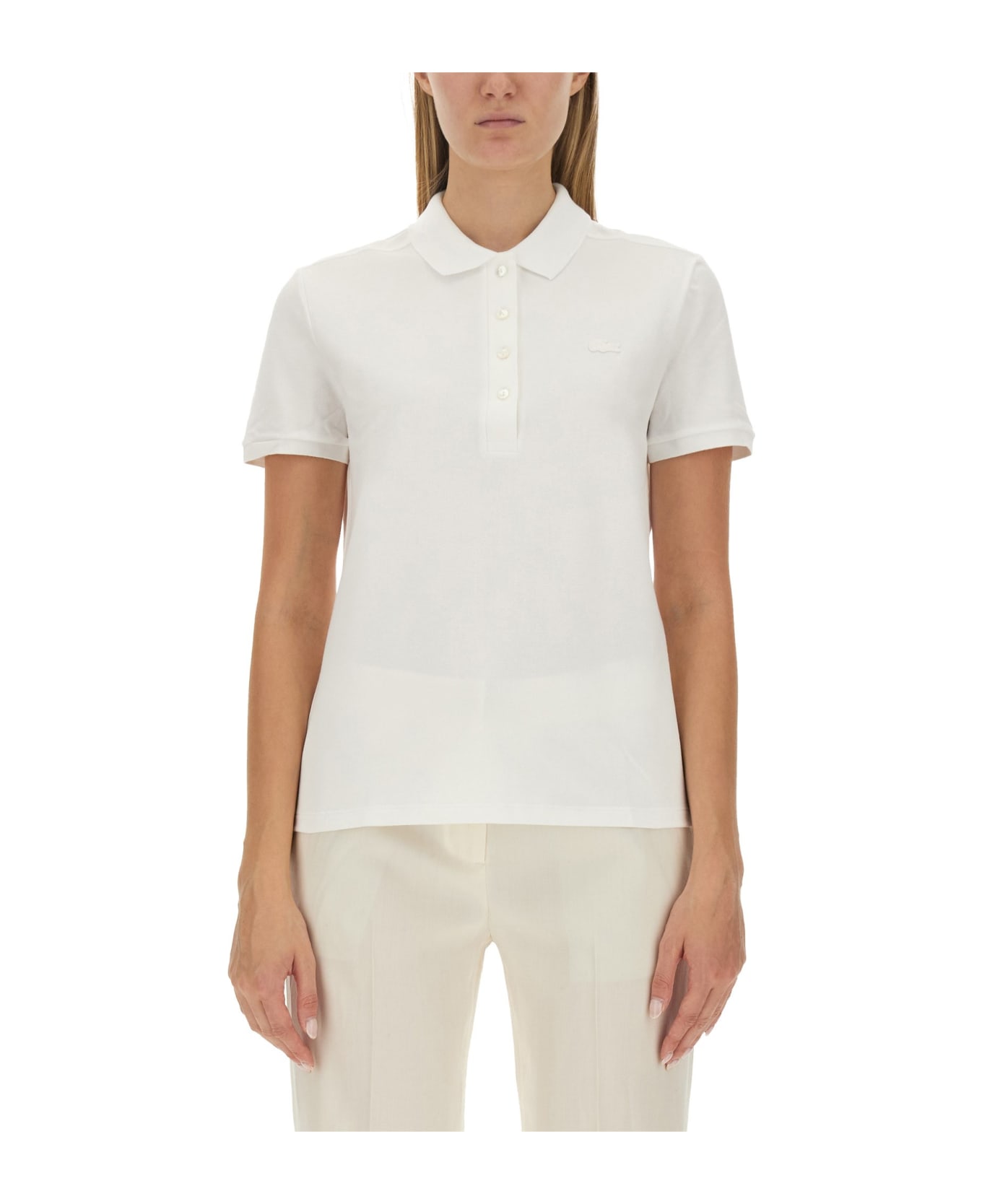 Lacoste Polo Silver With Logo - BIANCO