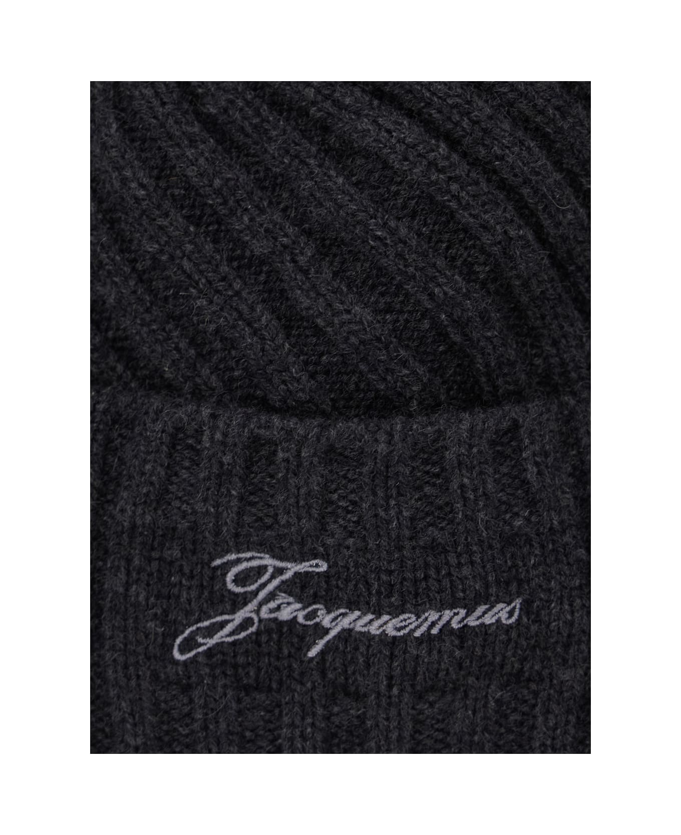 Jacquemus 
le Bonnet Tourni
 Grey Beanie With Turn-up Brim And Logo Lettering On The Front In Wool Man - Grey