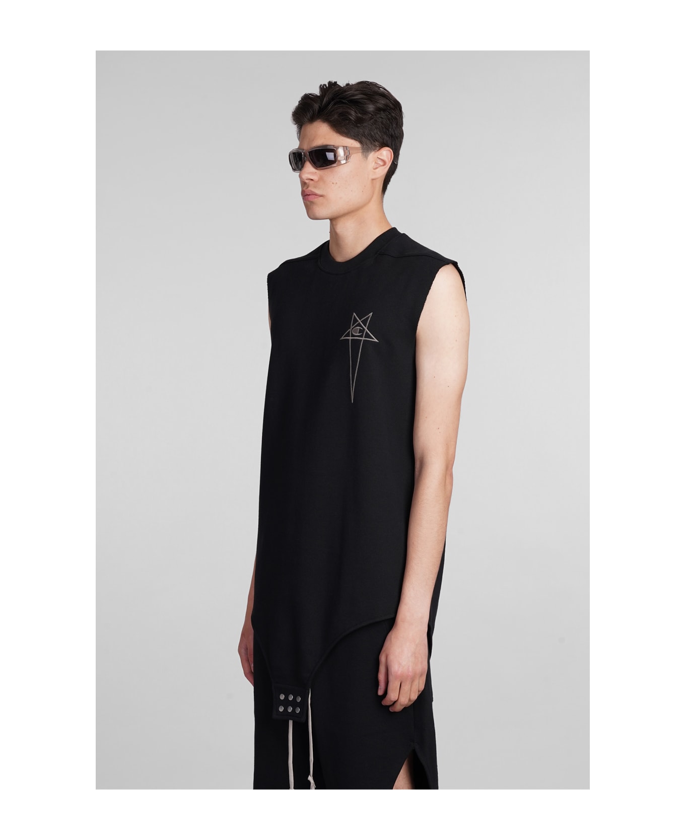 Rick Owens x Champion Sl Body Tank Top In Black Cotton - black