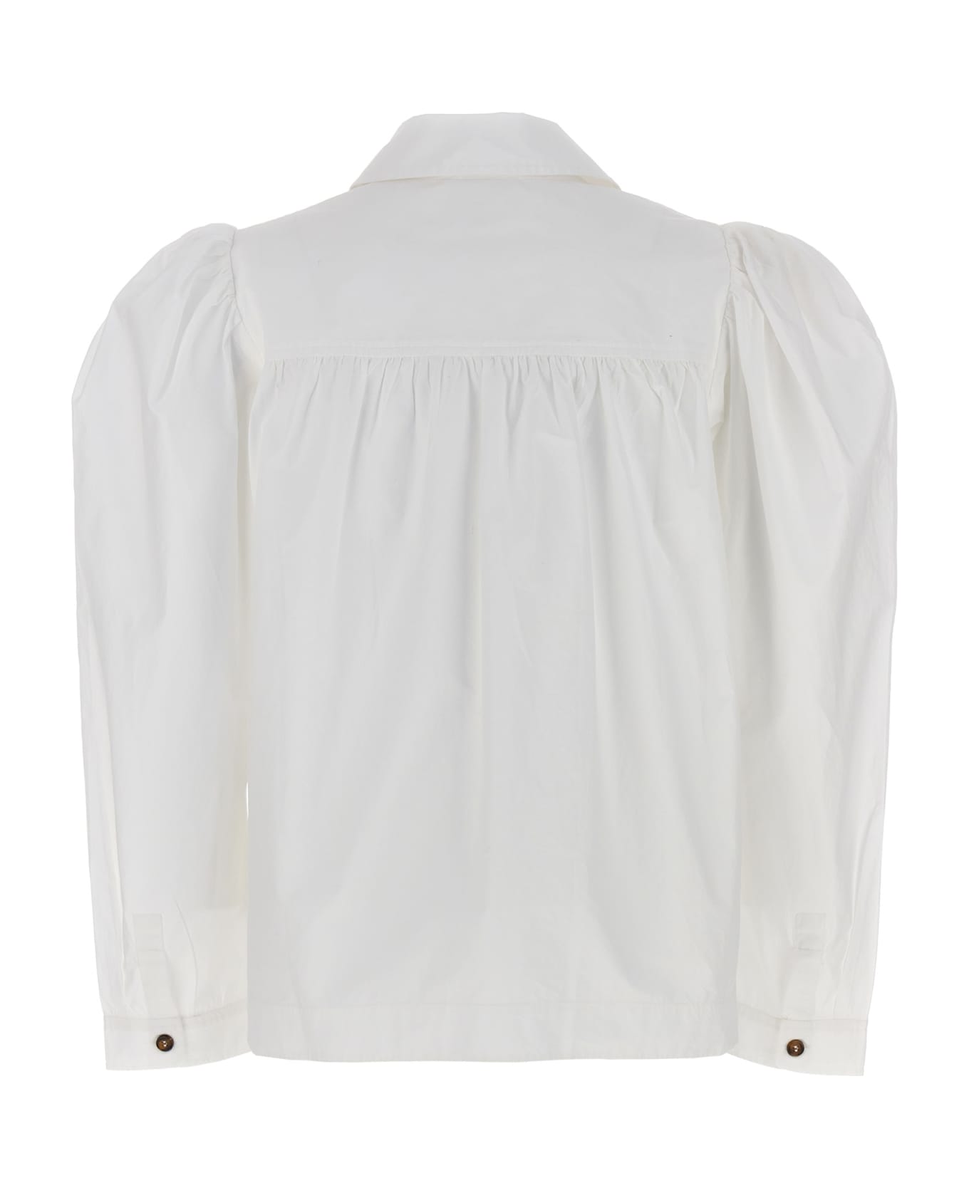Ganni Puff Sleeved Shirt - Bianco