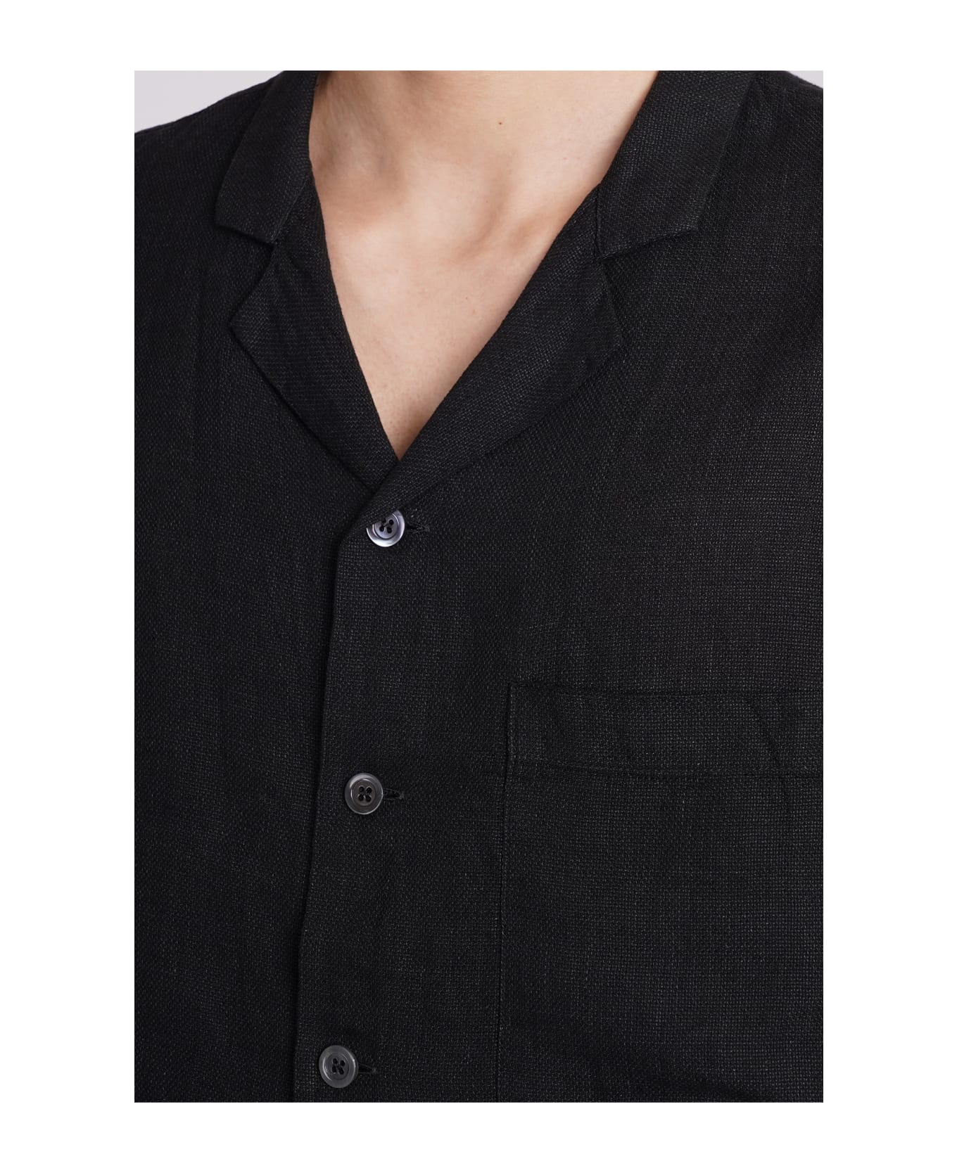 Barena Bagolo Shirt In Black Linen - black