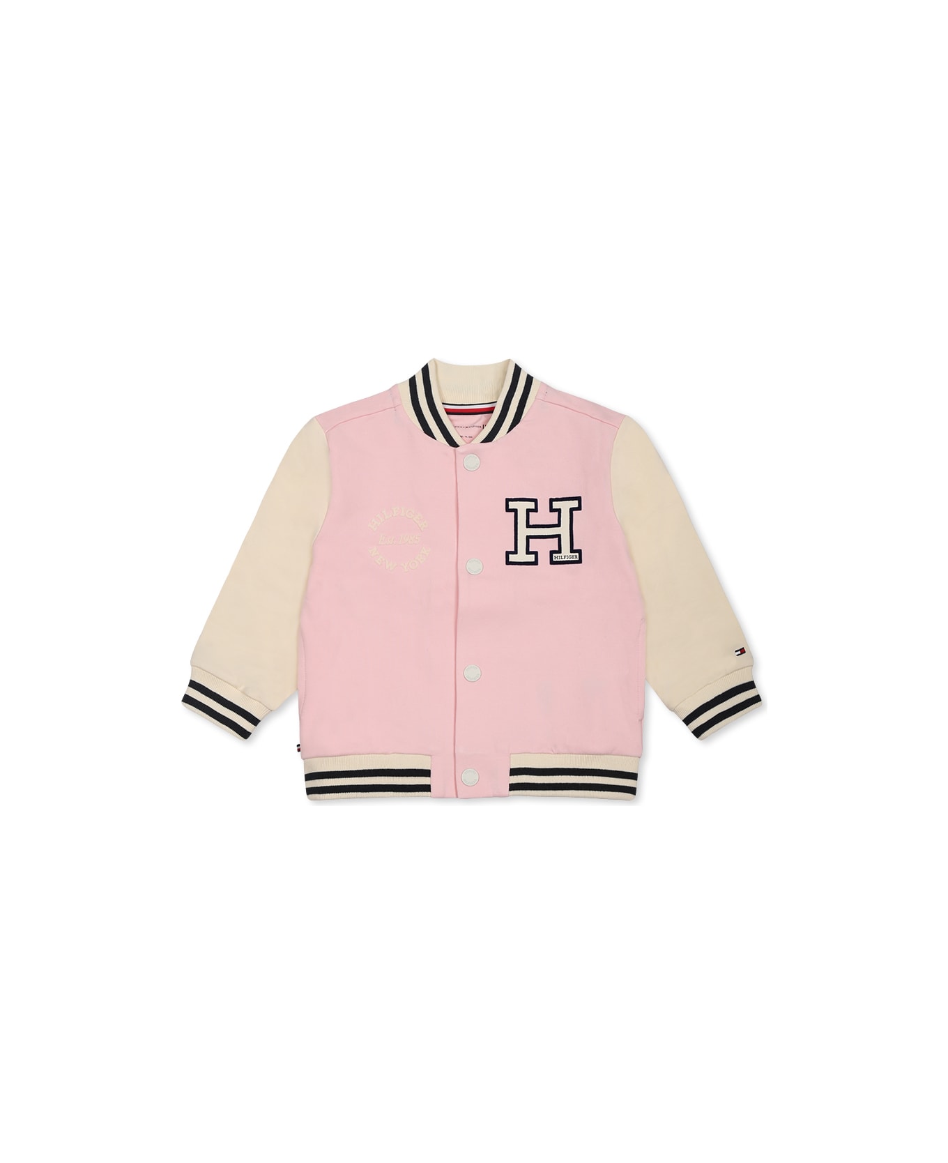 Tommy Hilfiger Pink Jacket For Baby Girl With Logo - Pink