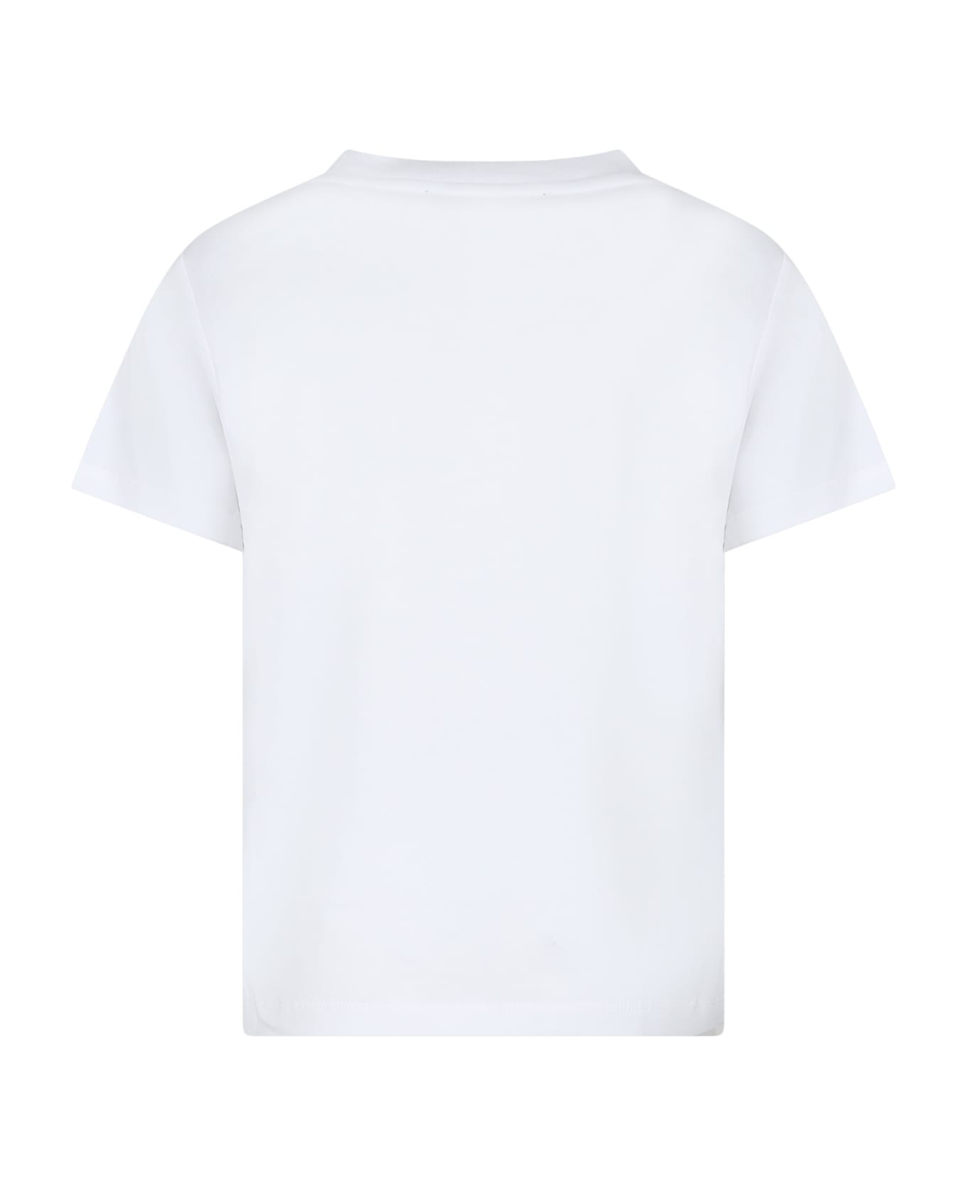 Balmain White T-shirt For Kids With Green Logo - White