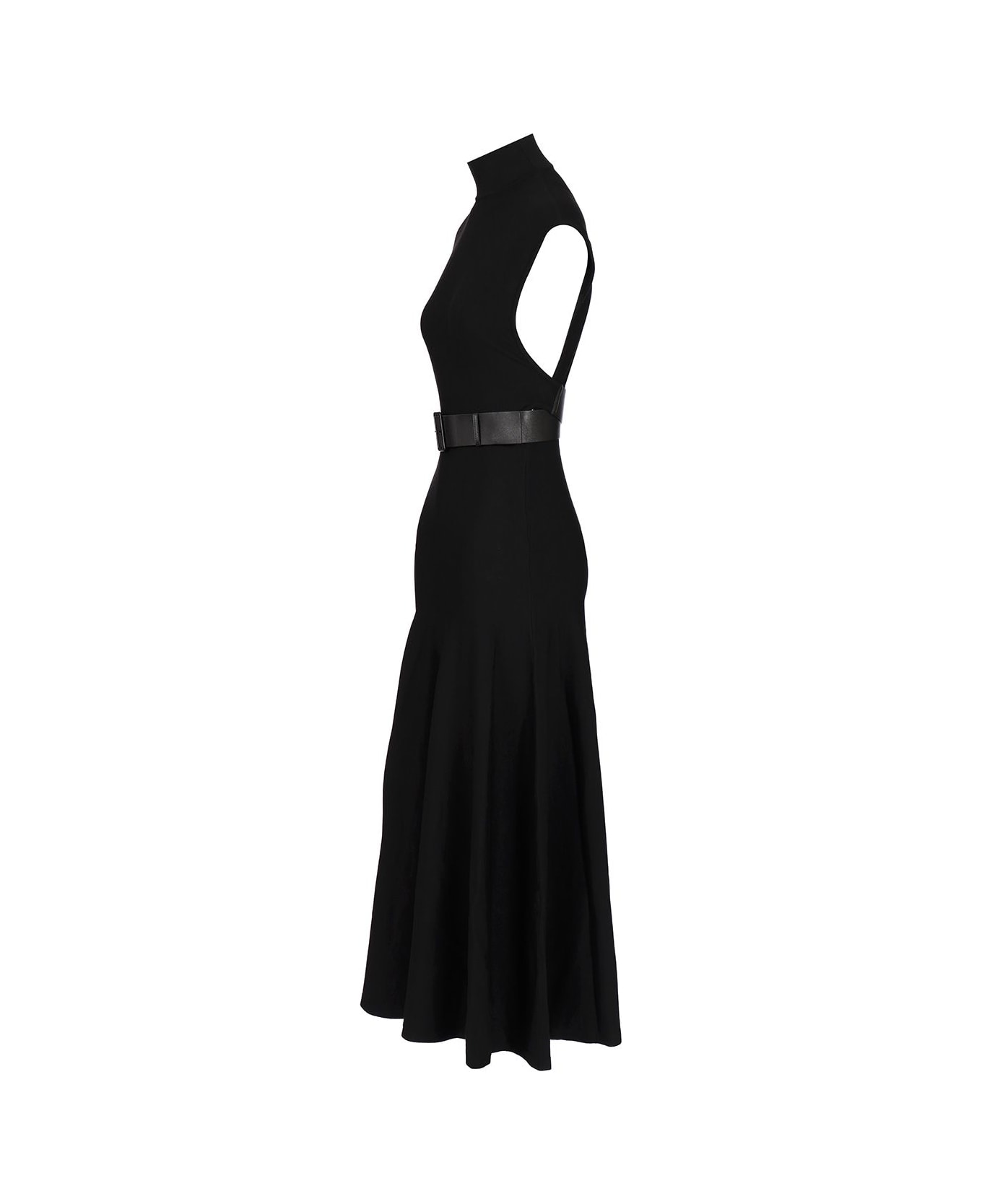 Alaia Belted Midi Dress - Black