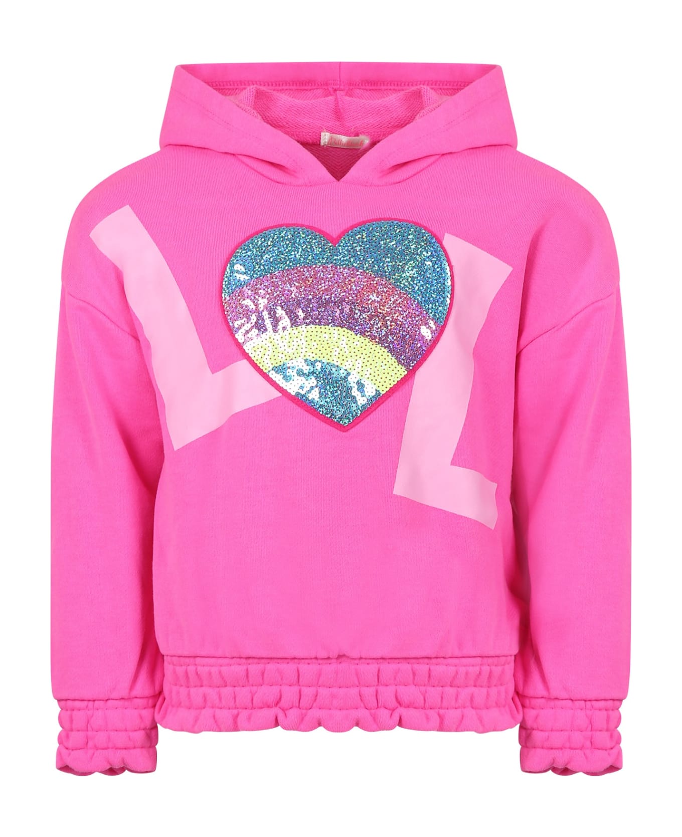 Billieblush Fuchsia Sweatshirt For Girl With Heart - Pink ニットウェア＆スウェットシャツ