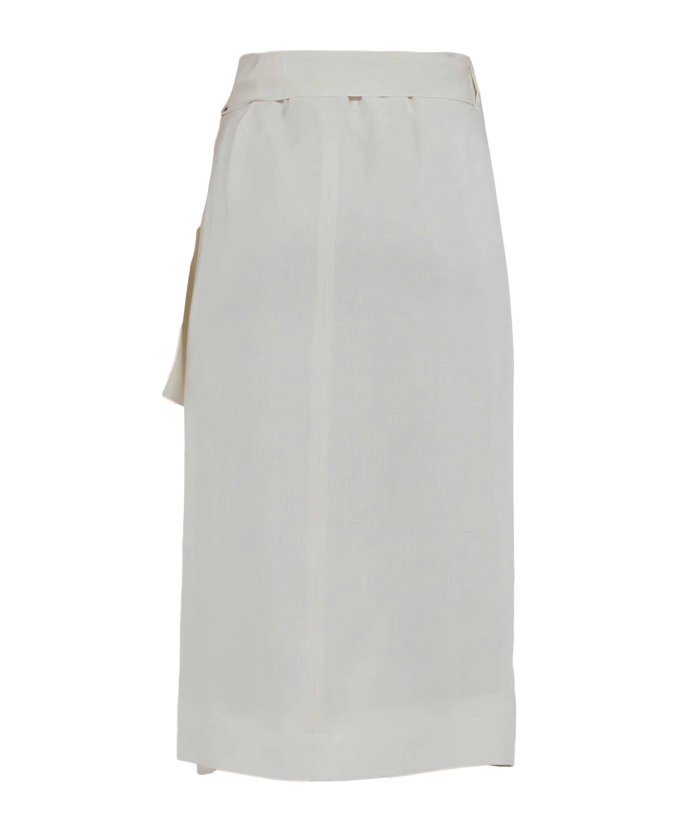 SEMICOUTURE Cream White Armored Viscose Wrap Skirt - White