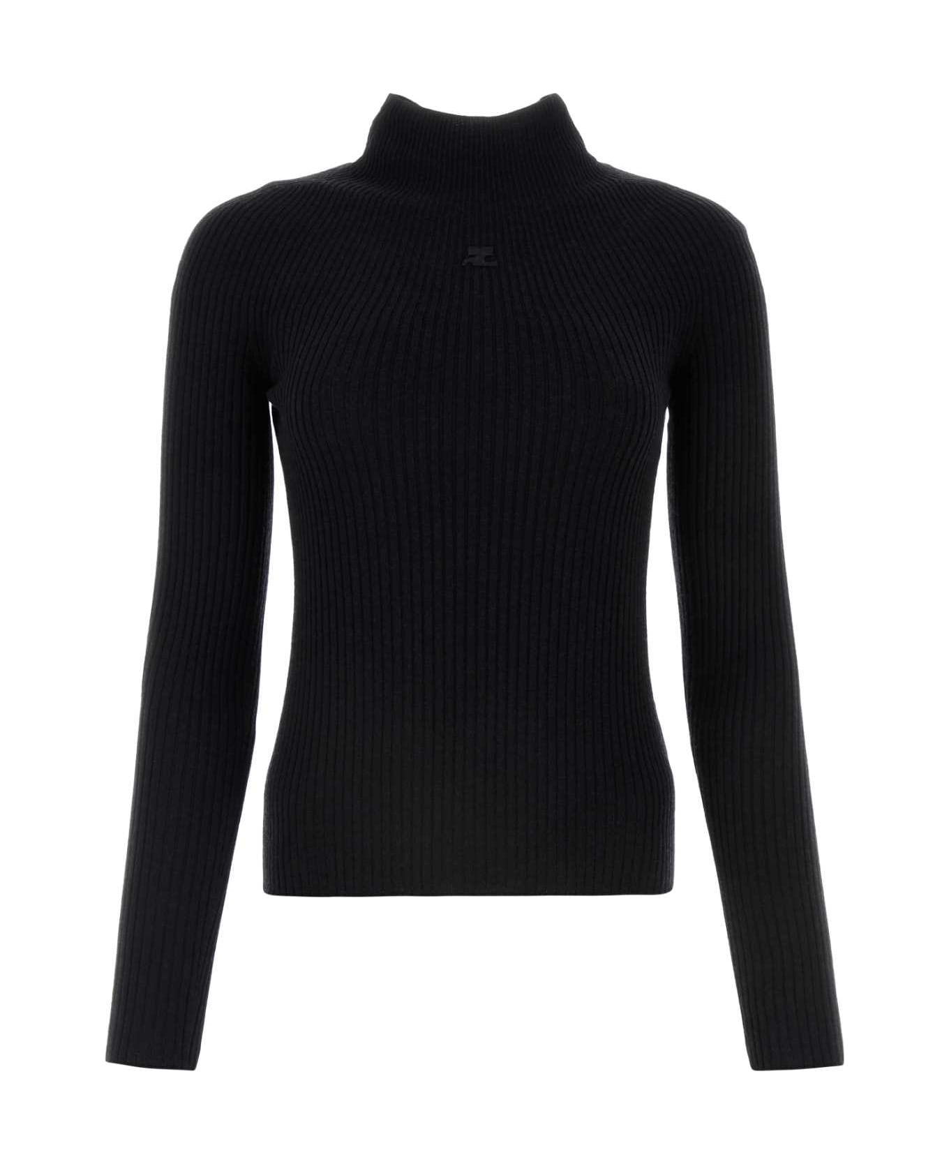 Courrèges Black Cotton Blend Sweater - Black