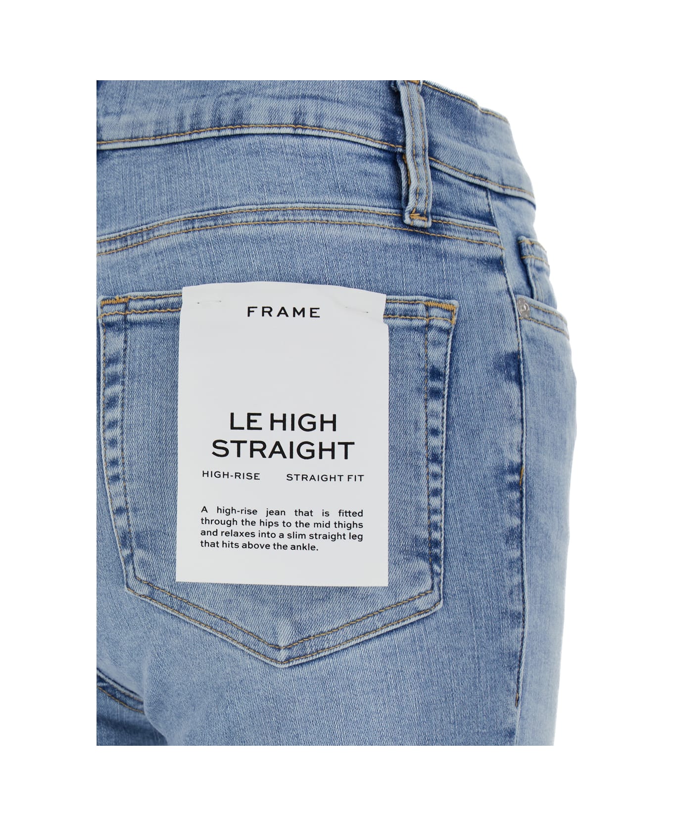 Frame 'le High Straight' Light Blue Jeans With Contrasting Stitching In Cotton Blend Woman - Blu デニム