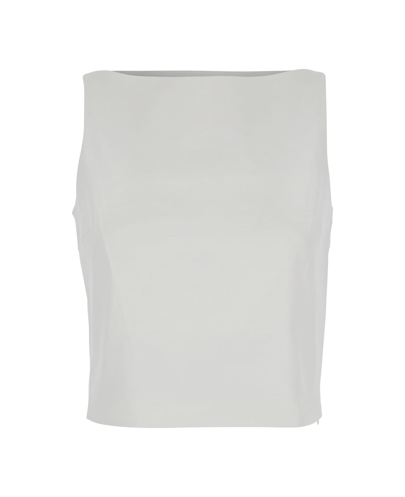 Theory White Top With Boat Neckline And Pences In Linen Blend Woman - White