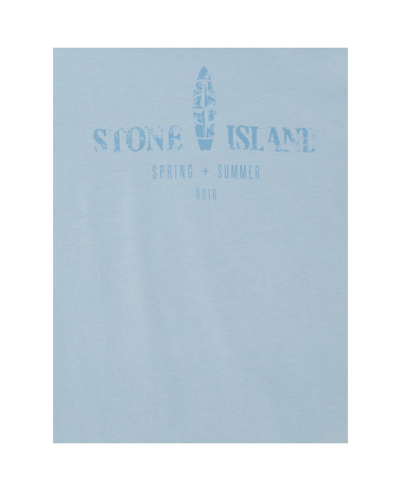 Stone Island Junior Light Blue Crewneck T-shirt With Logo Print In Cotton Boy - Light blue