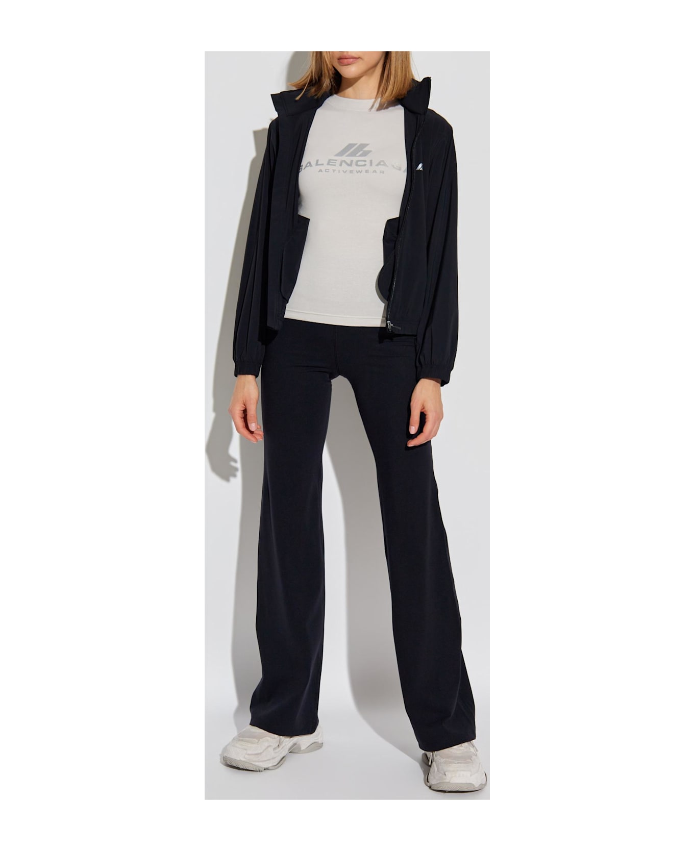 Balenciaga Light Jacket With Printed Logo - Black
