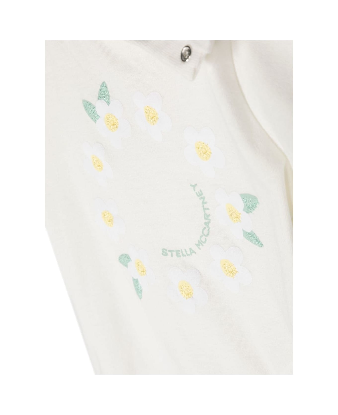 Stella McCartney Kids Crewneck T-shirt With Daisy Print In White Cotton Baby Girl - White