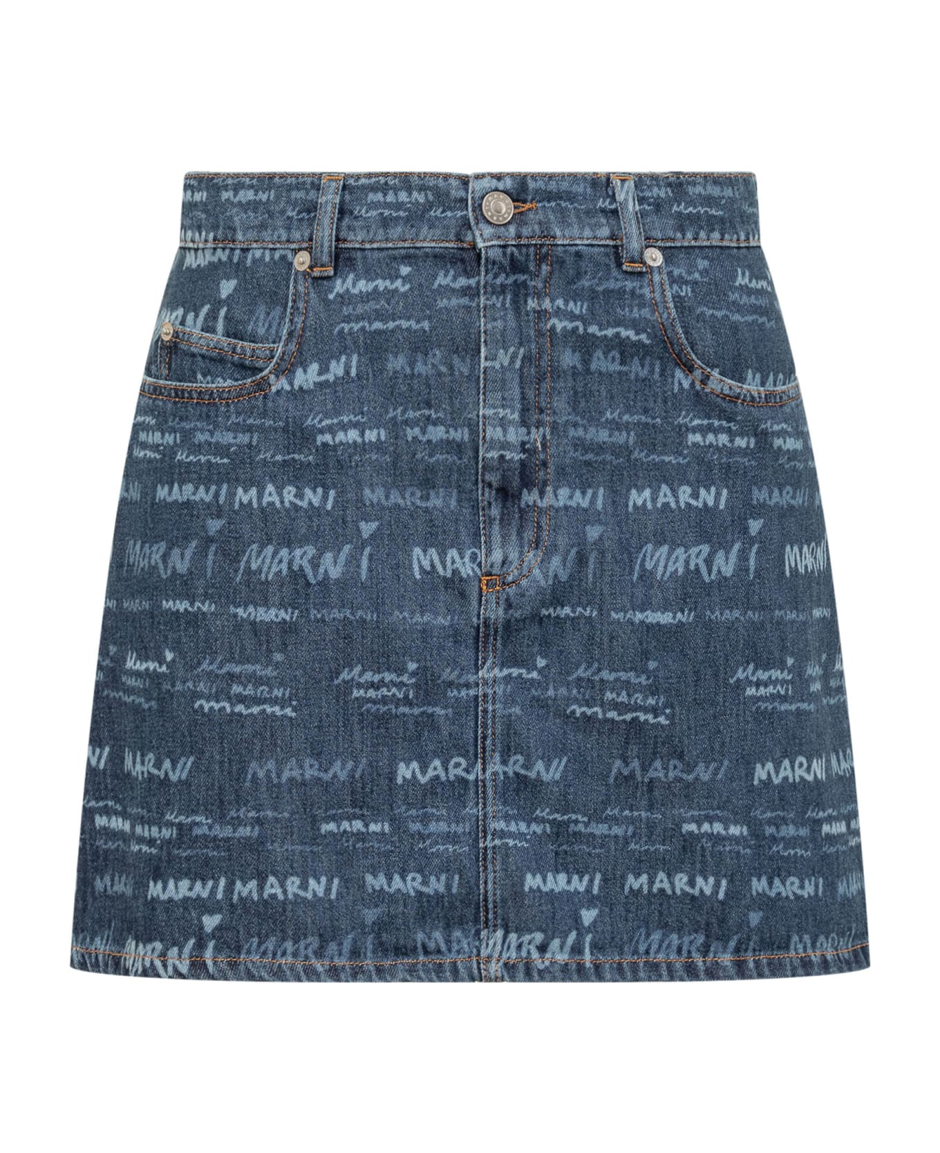 Marni Monogram Mini Skirt - IRIS BLUE
