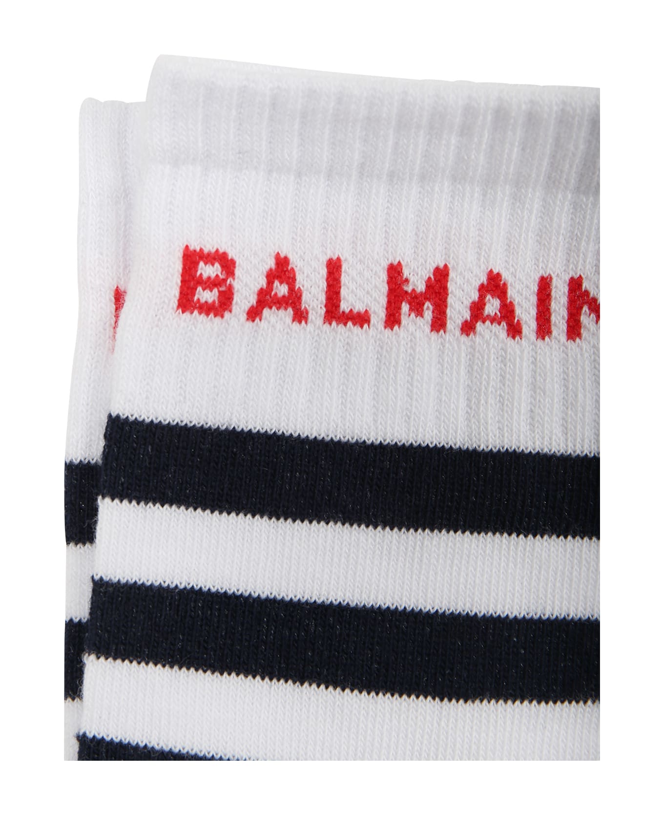 Balmain Multicolored Socks For Kids With Stripes And Logo - Multicolor
