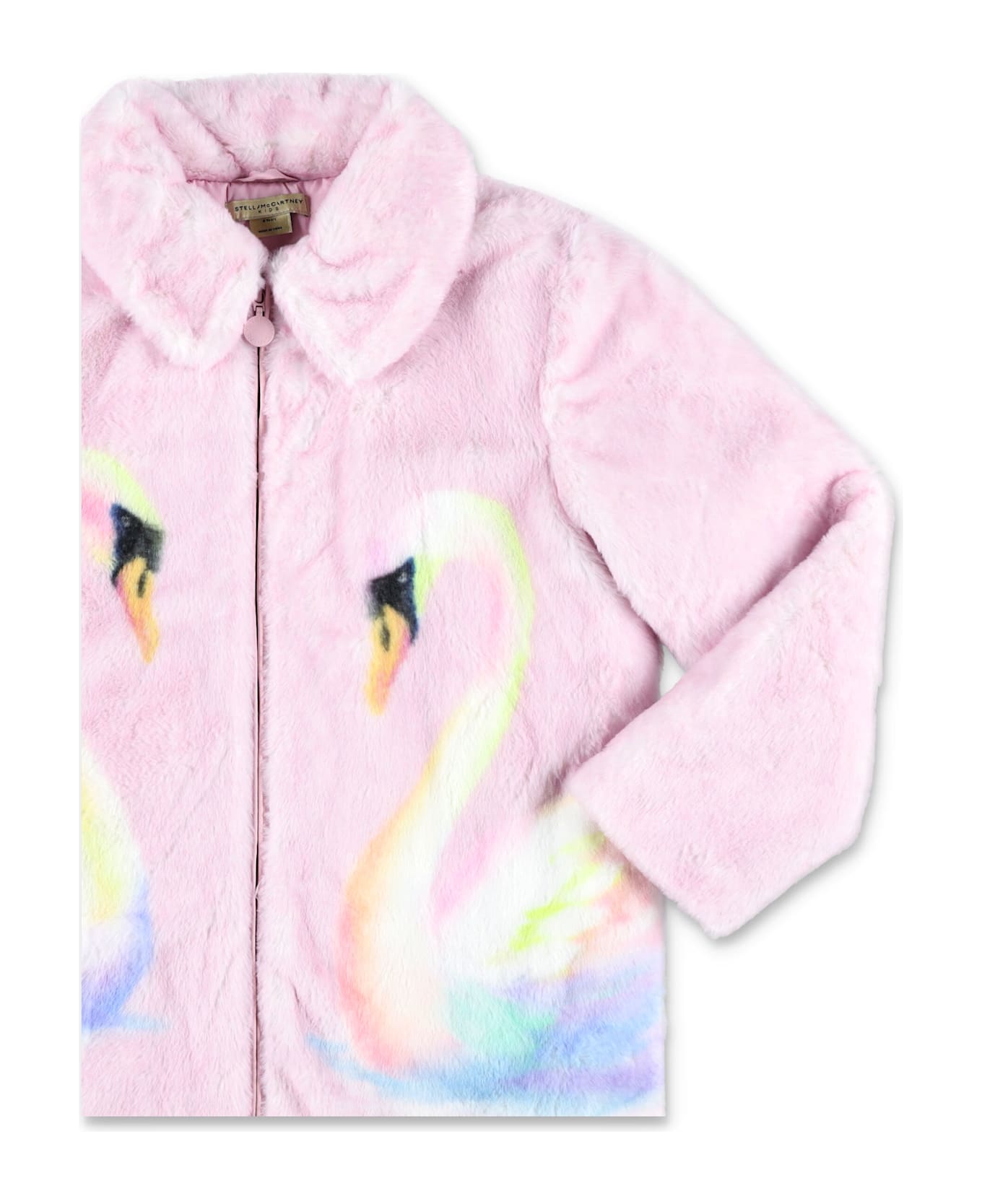 Stella McCartney Kids Swan Faux Fur Jacket - ROSE