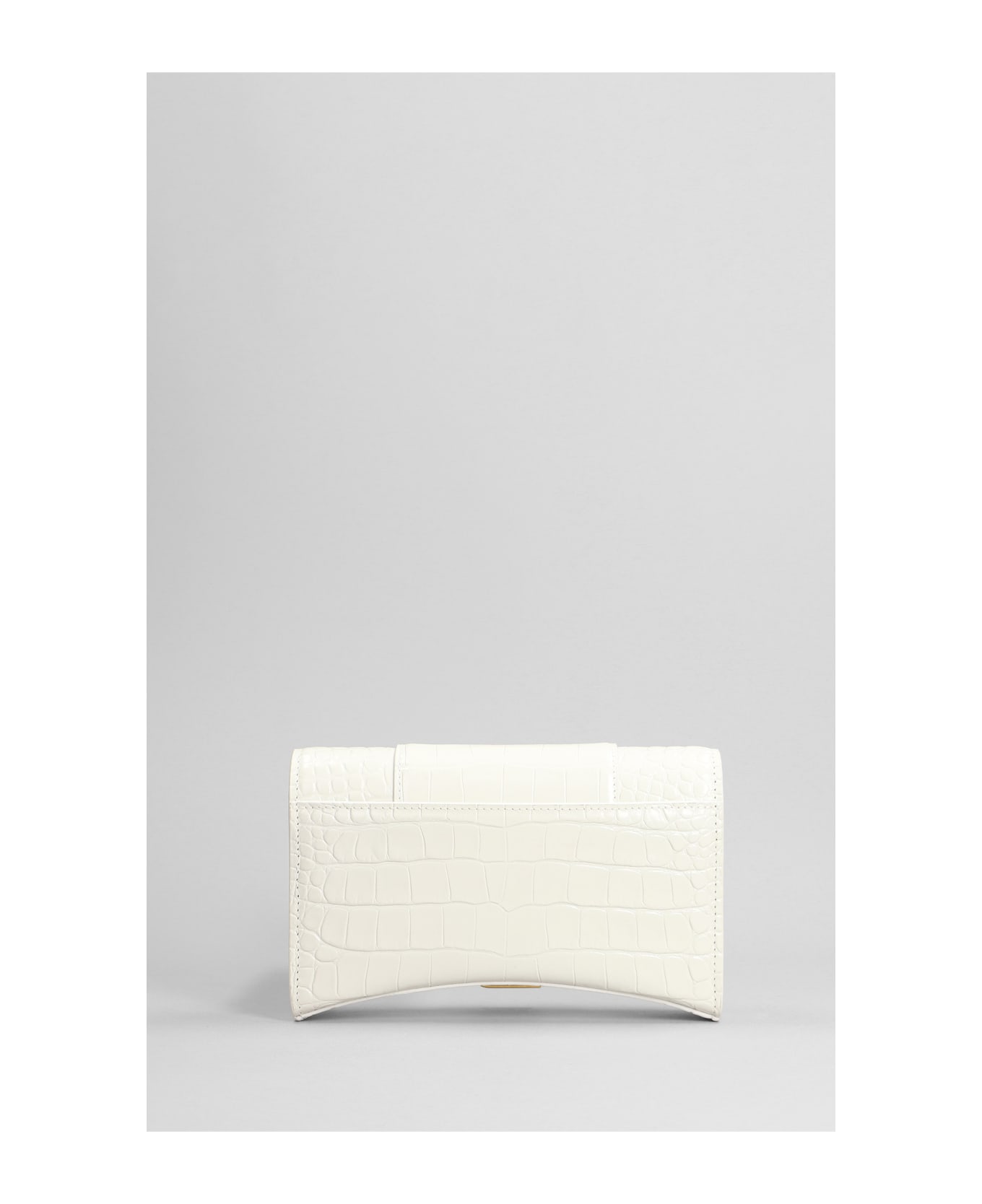 Balenciaga Hourglass  Shoulder Bag In White Leather - white