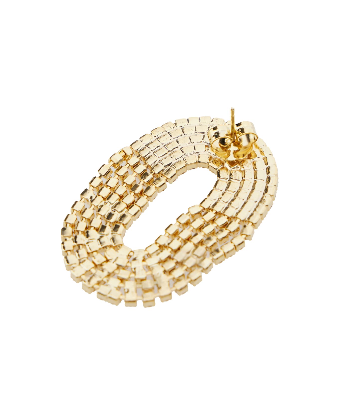 Silvia Gnecchi 
liberty One
 Metallic Earings With Rear Closure And Oval Shape In Gold Pleated Brass Woman - Metallic