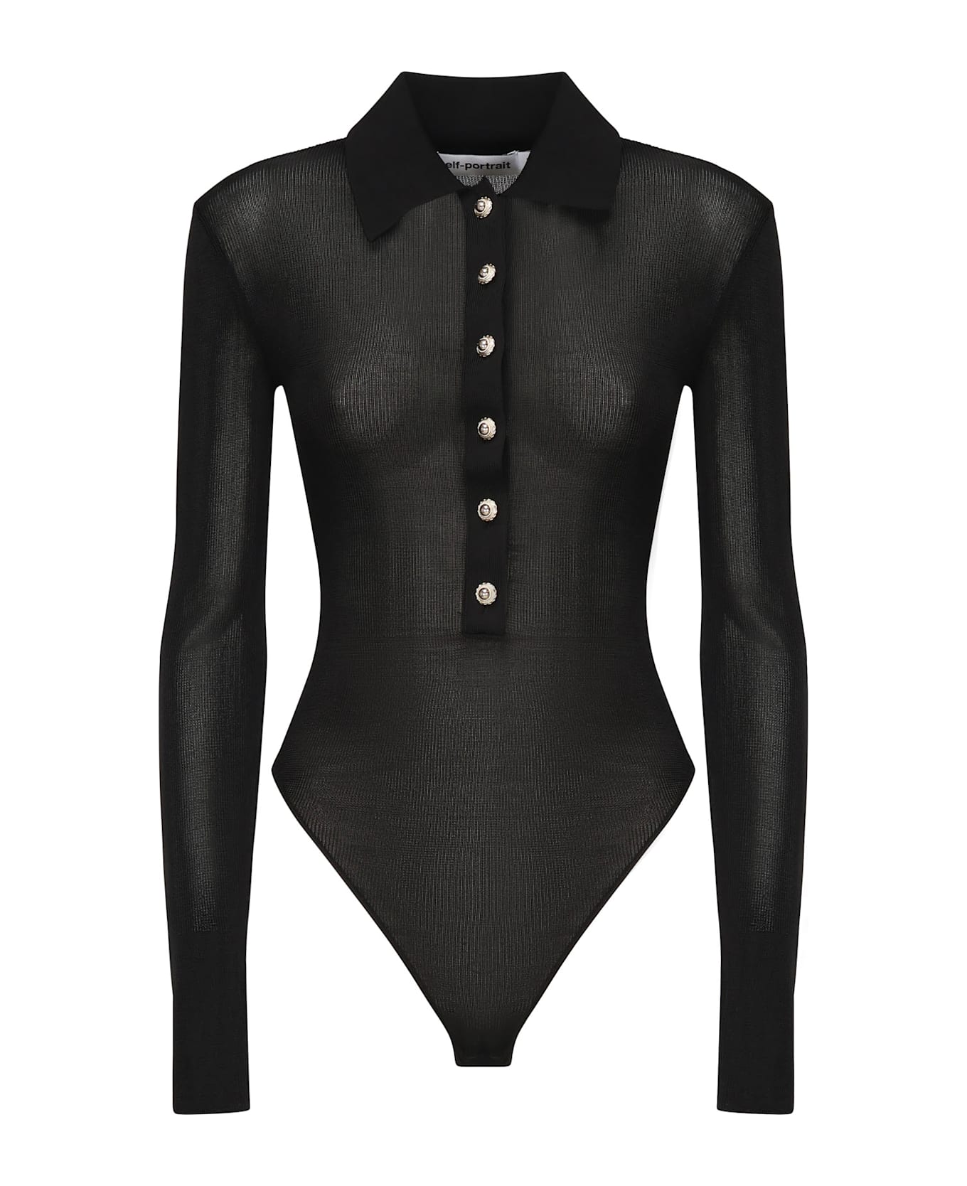 self-portrait Viscose Bodysuit - Black
