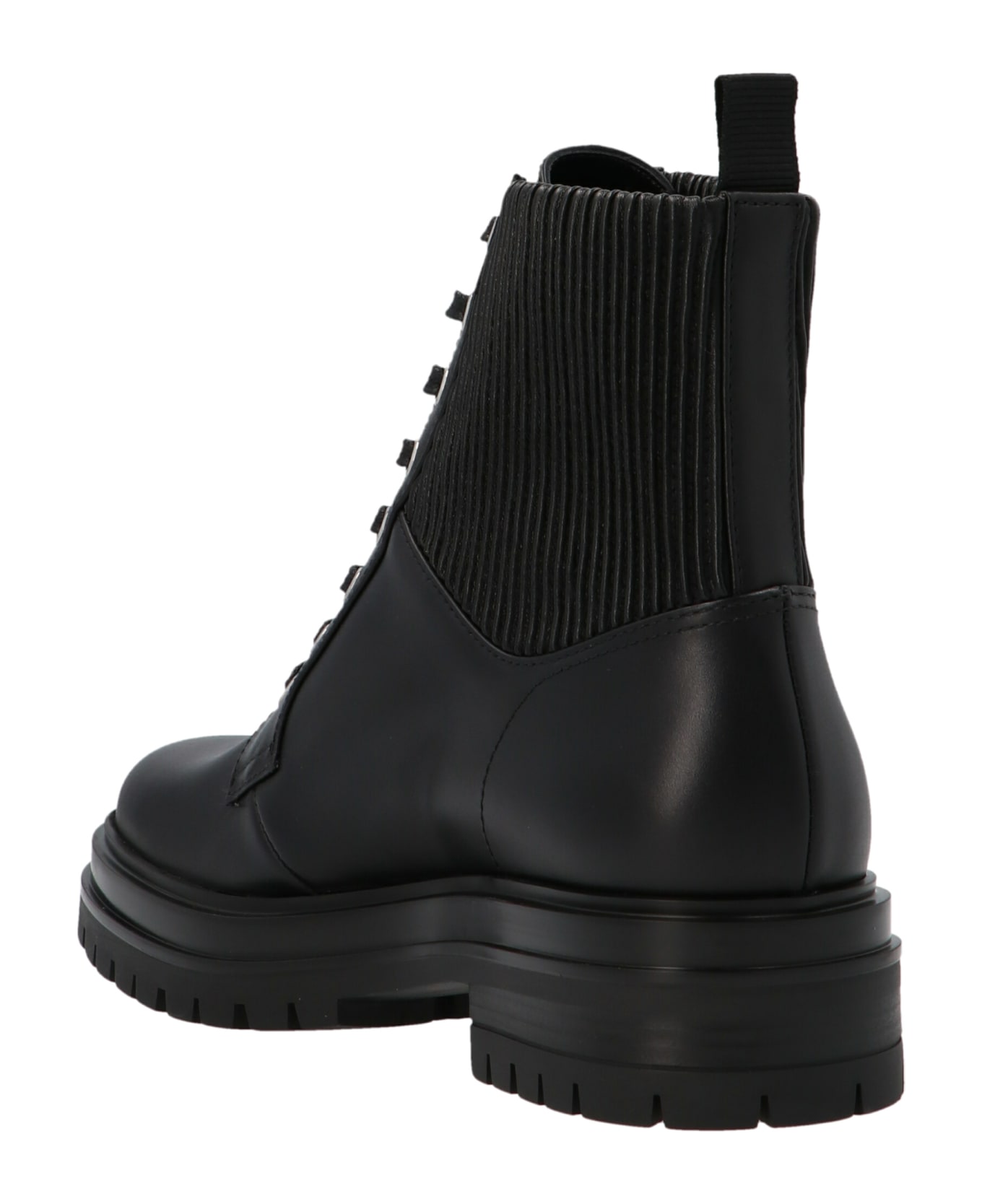 Gianvito Rossi 'martis' Combat Boots - Calf+eco Stretch Black+black