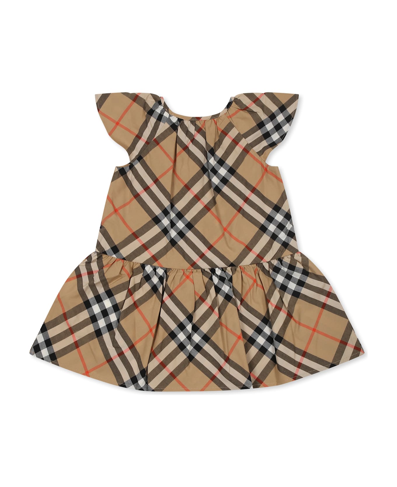 Burberry Beige Dress For Baby Girl With Vintage Check - Beige