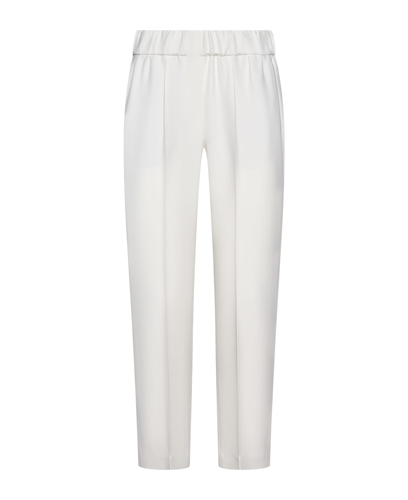 Brunello Cucinelli Elastic Waist Cropped Trousers - Pure white ボトムス
