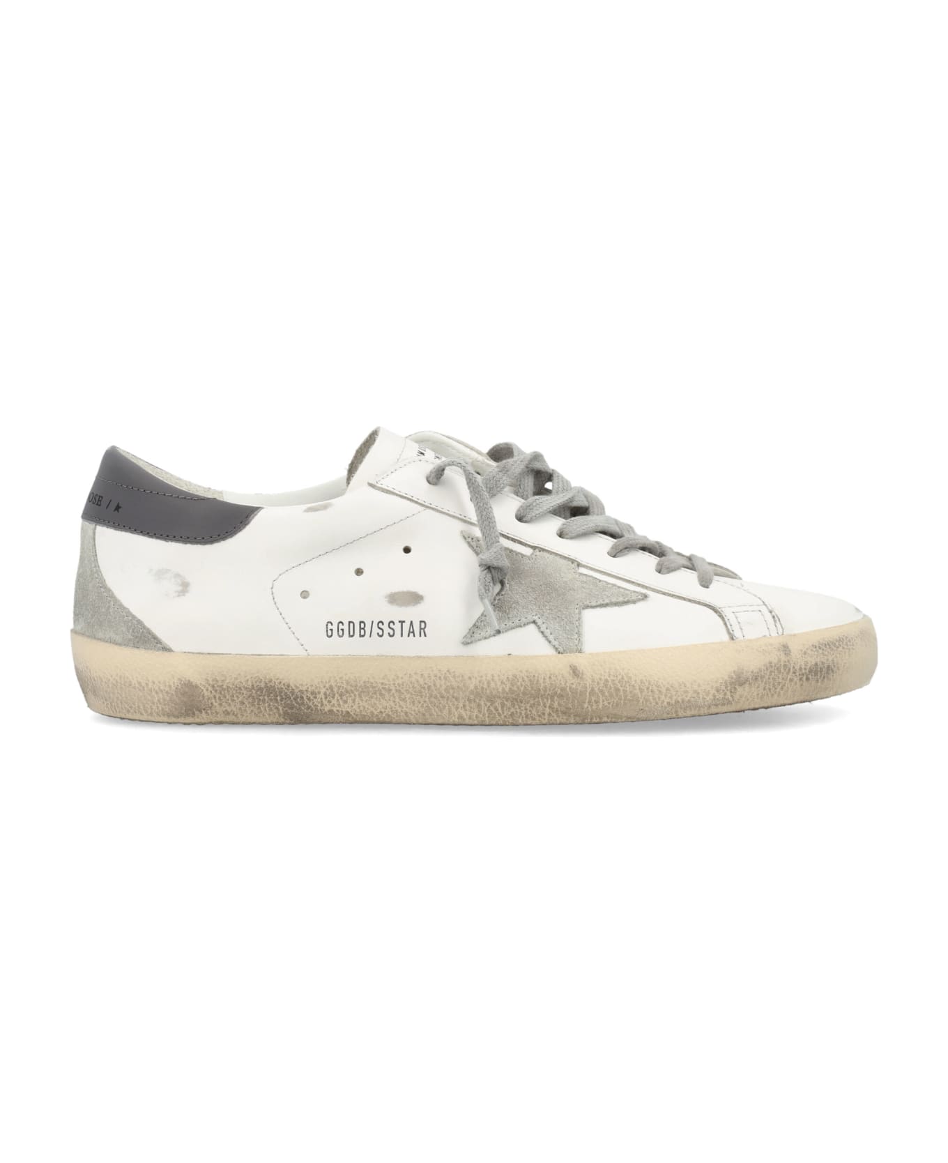 Golden Goose Super-star White And Gray Leather Sneaker - WHITE DARK GREY
