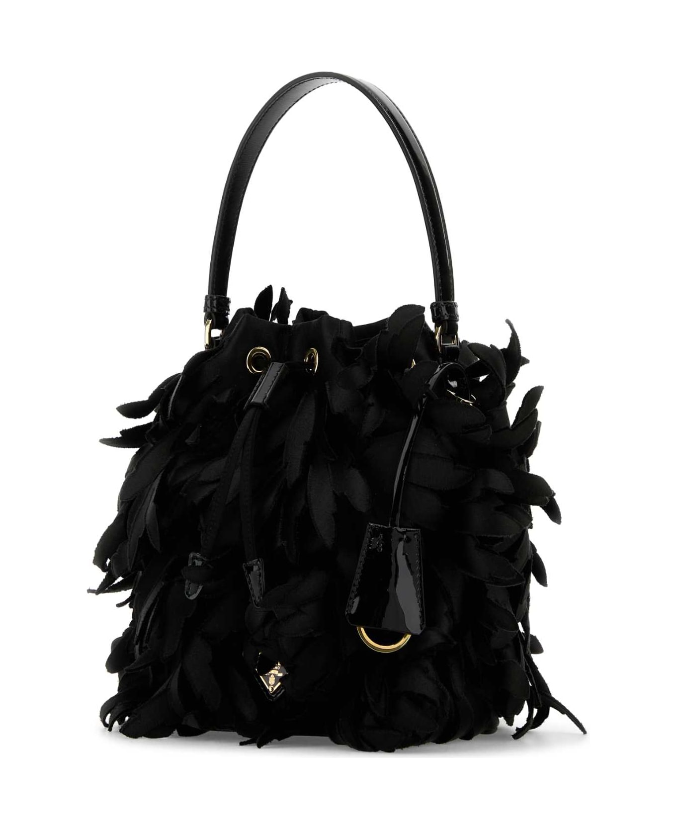 Prada Embellished Satin Mini Bucket Bag - NERO