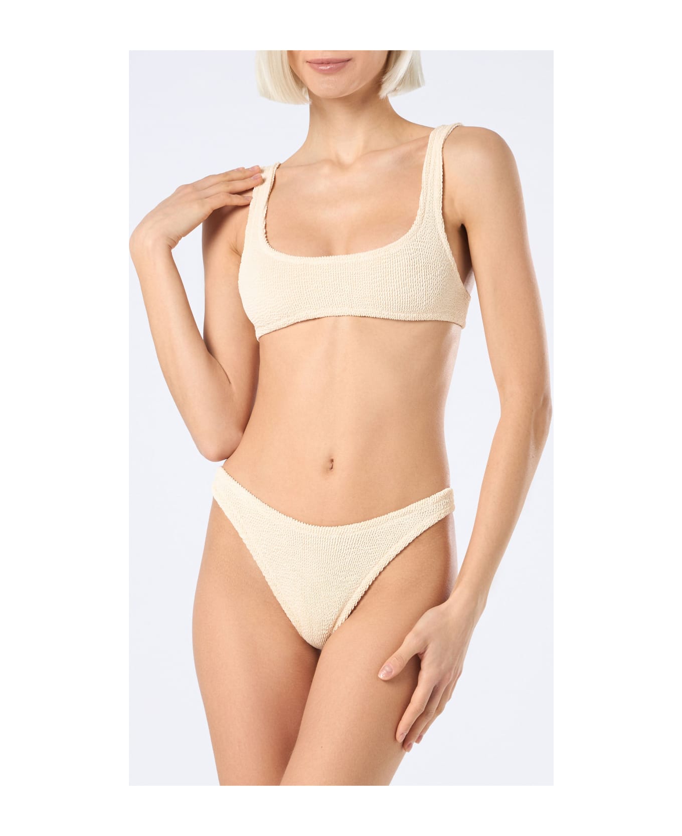 MC2 Saint Barth Woman Beige Classic Crinkle Bralette Naima - WHITE