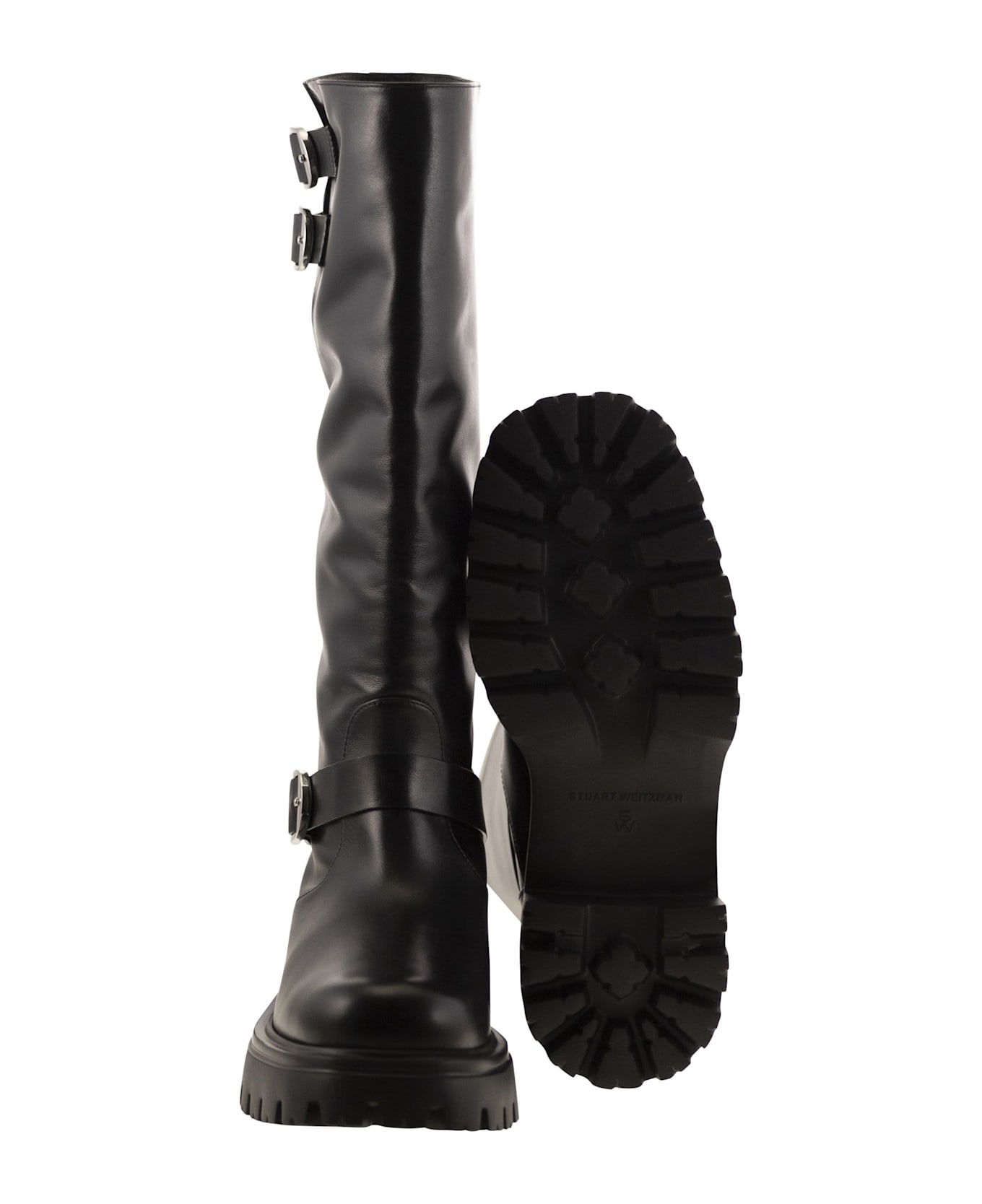 Stuart Weitzman Emerson Moto - Leather Boot - Black