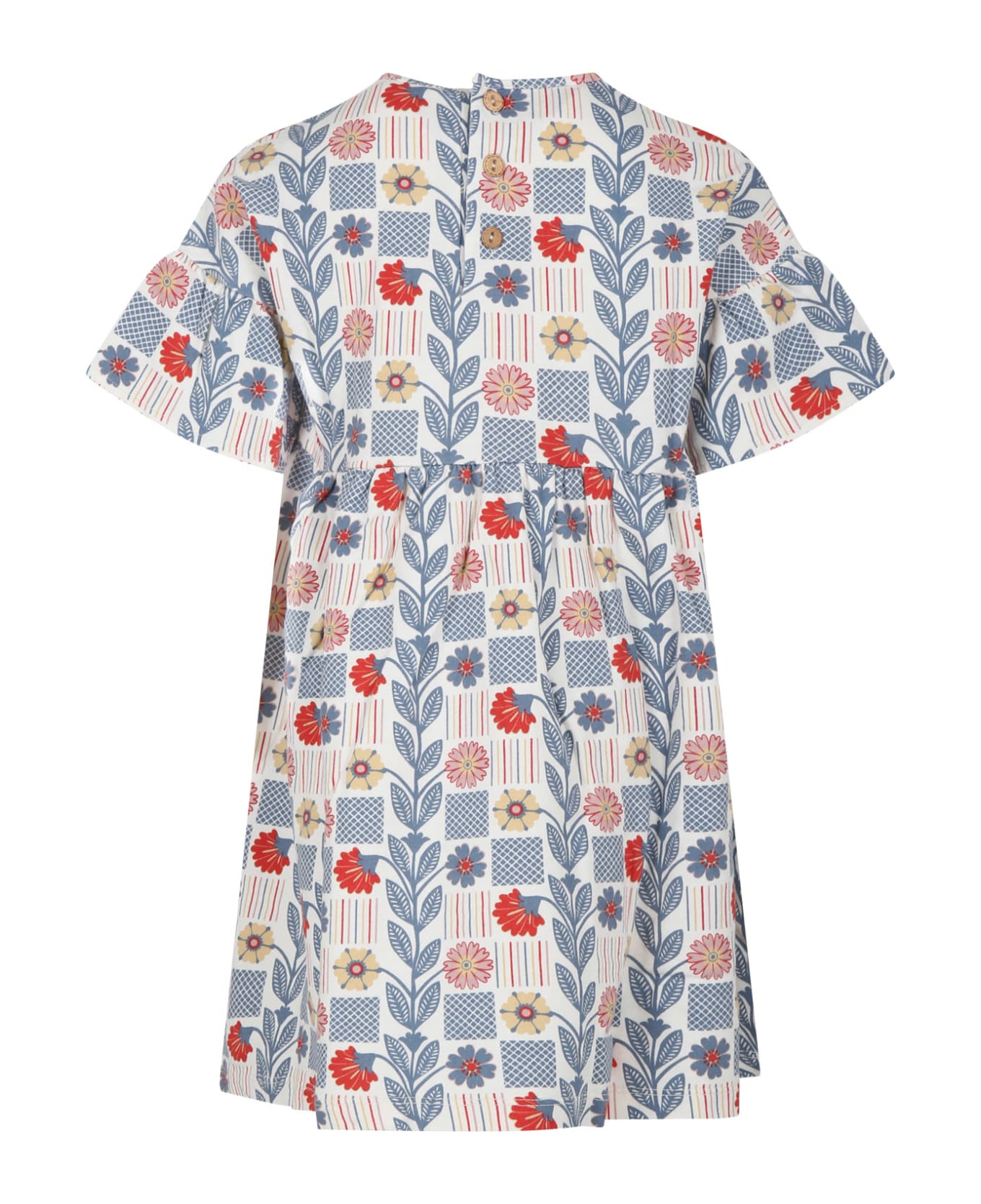 Coco Au Lait White Dress For Girl With Flowers Print - Multicolor ワンピース＆ドレス