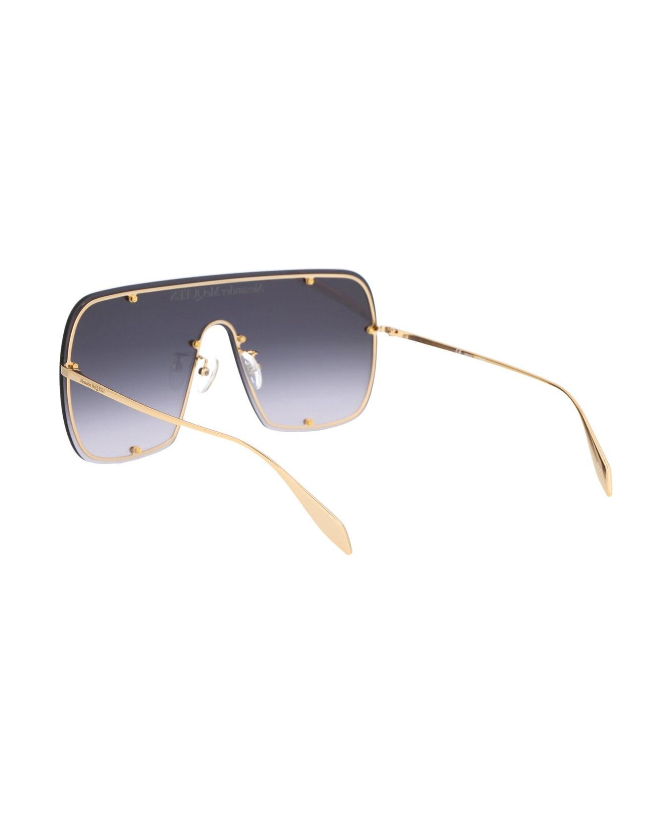 Alexander McQueen Eyewear Shield Frame Sunglasses - 003 gold gold grey