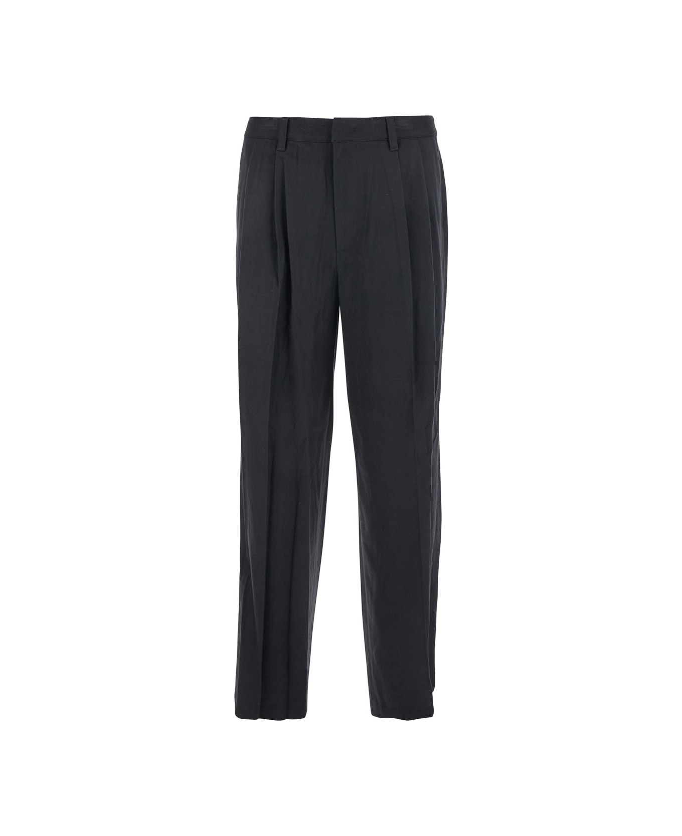 Dunst Black Tailored Trousers With Front Pleats In Fabric Man - Black