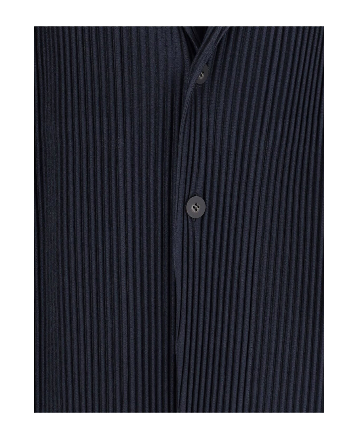 Homme Plissé Issey Miyake Single-breasted Pleated Blazer - Blue