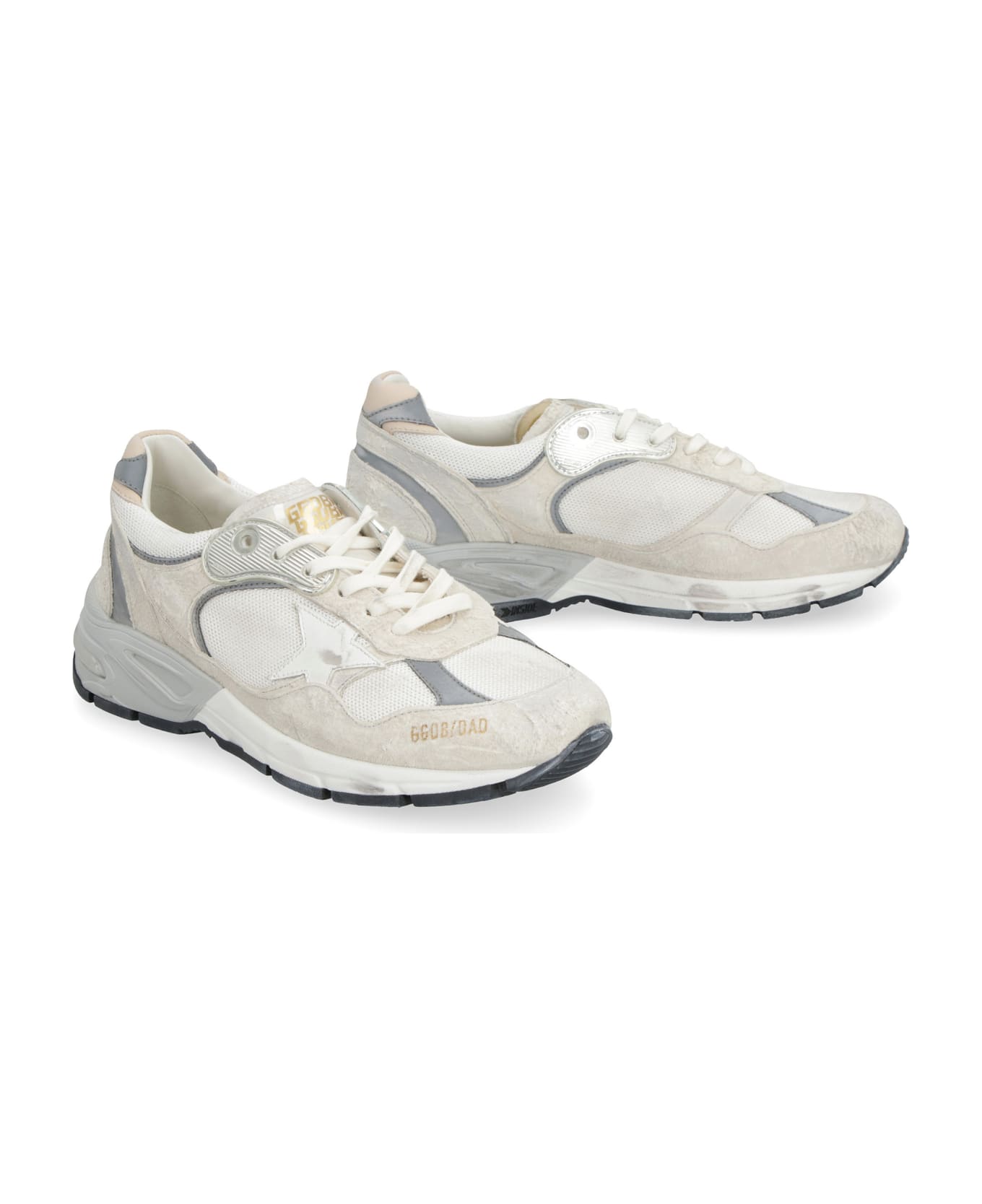 Golden Goose Running Dad Leather Low-top Sneakers - WHITE/SILVER