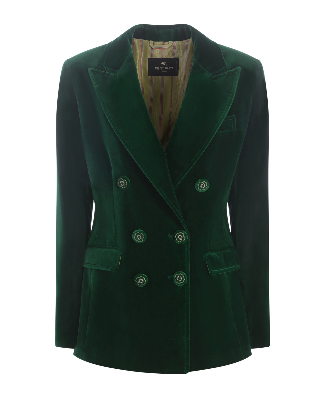 Etro Jacket Etro In Velvet - Verde