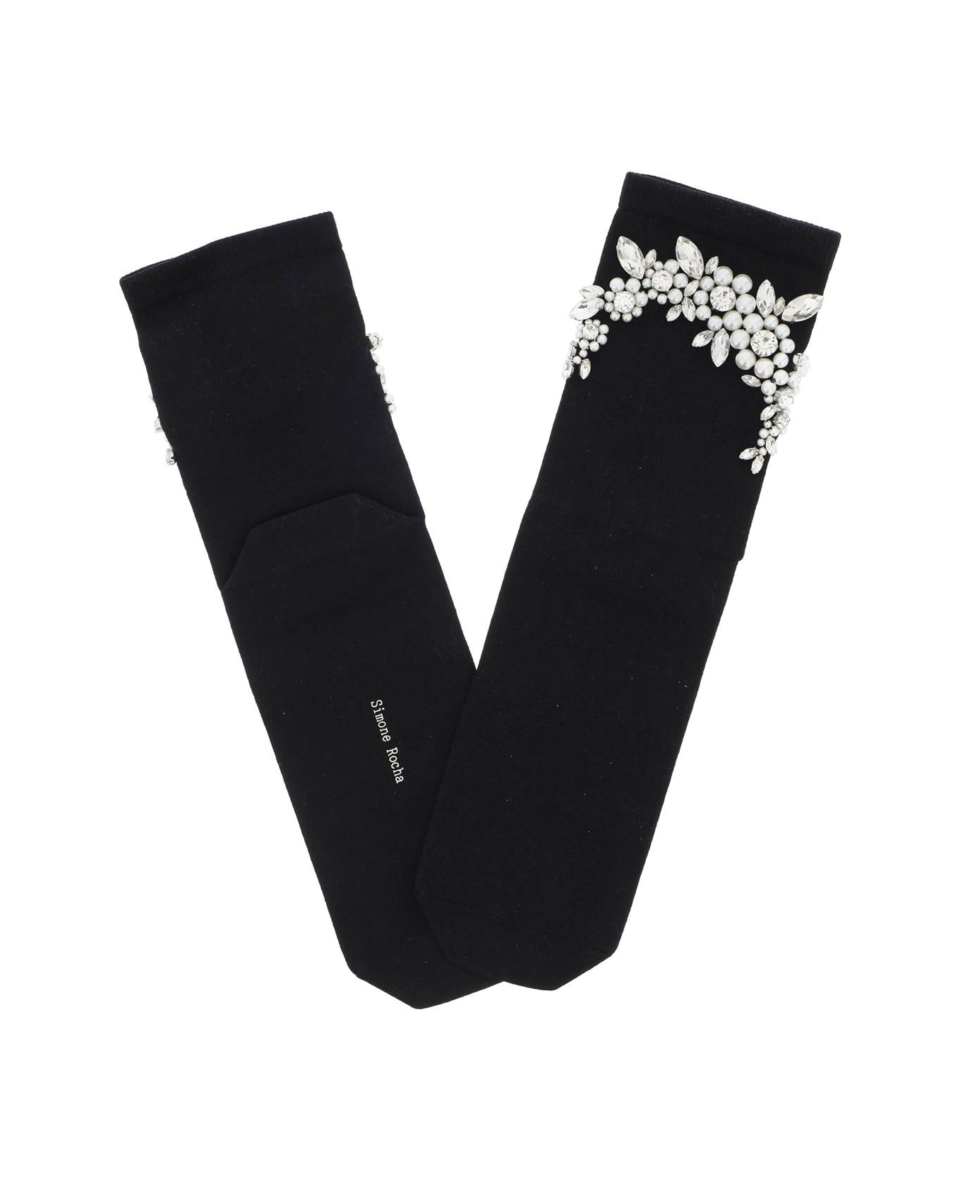 Simone Rocha Socks With Pearls And Crystals - BLACK PEARL CLEAR (Black) 靴下＆タイツ