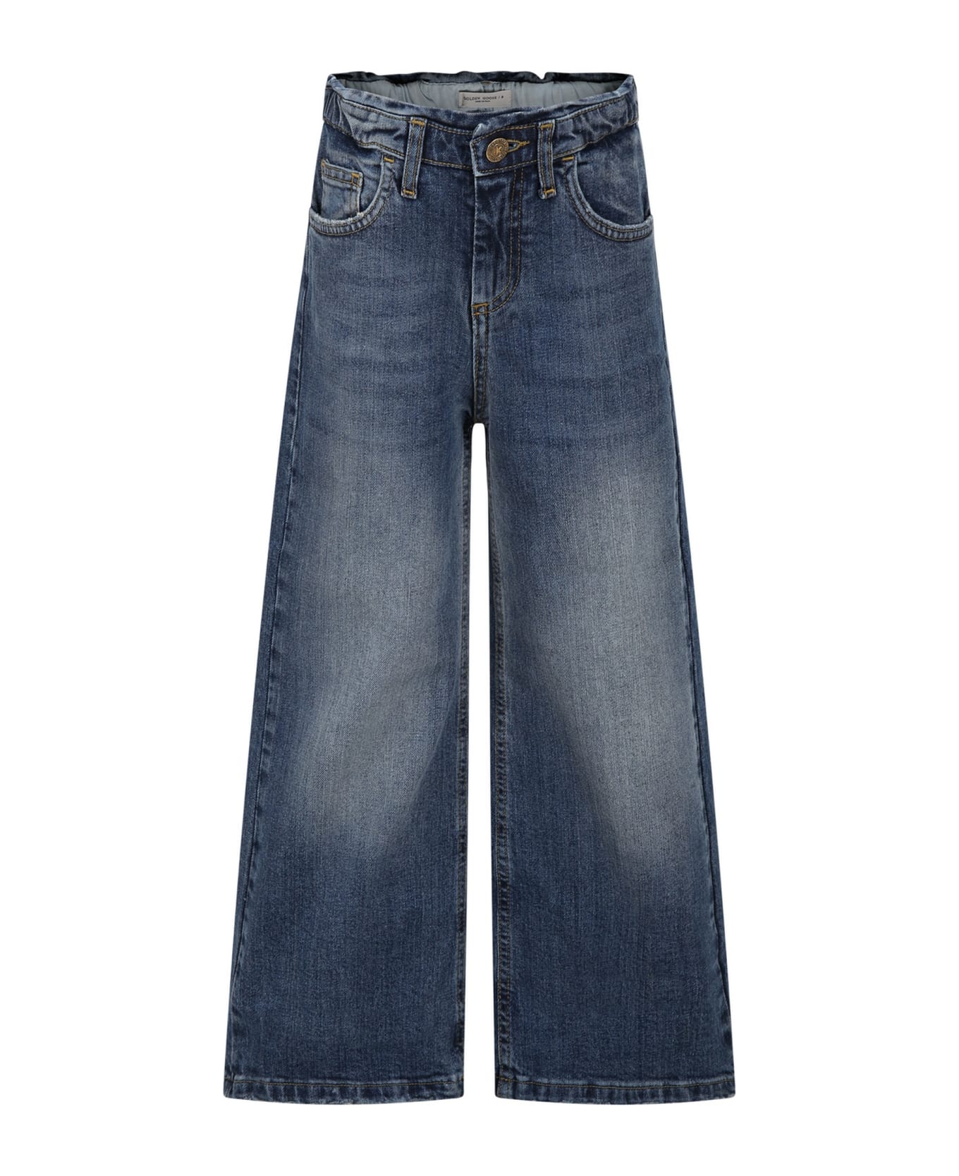 Golden Goose Blue Jeans For Girl With Logo - Denim ボトムス