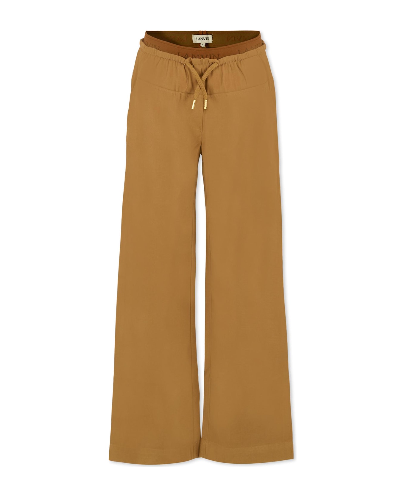 Lanvin Brown Trousers For Girl With Logo - Brown